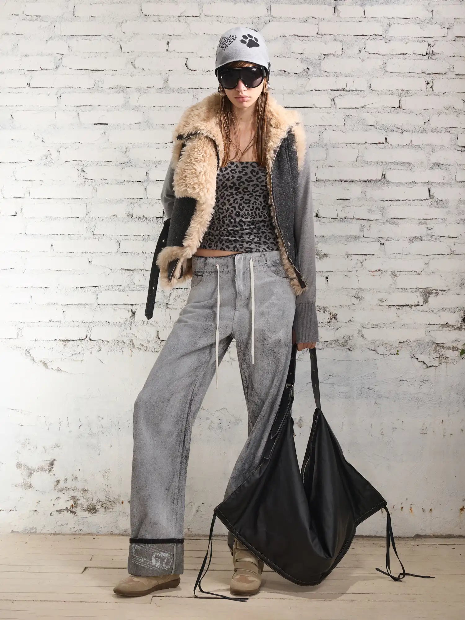 2th Desire Tweed Shearling Biker Vest | Canton Collective