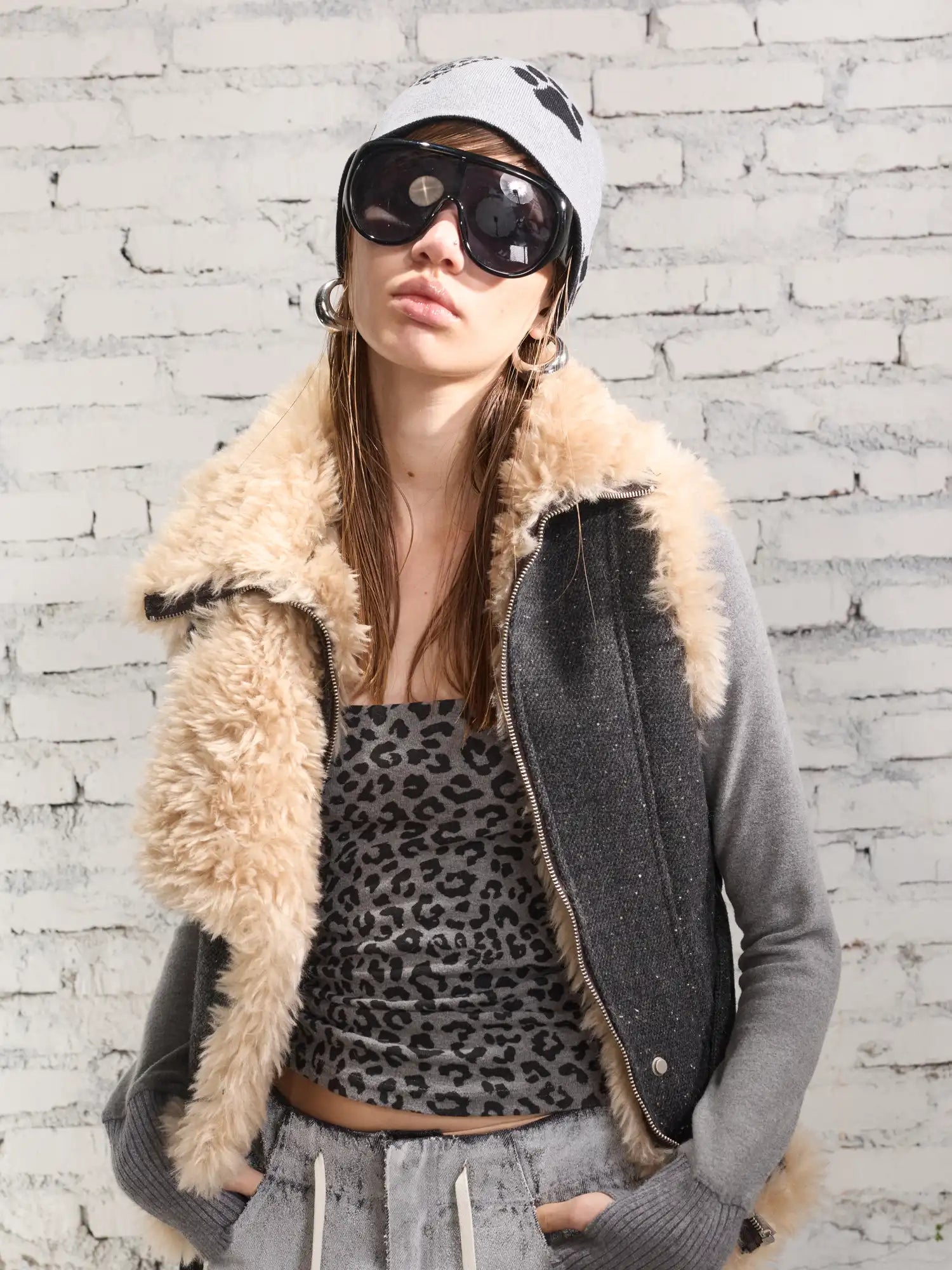 2th Desire Tweed Shearling Biker Vest | Canton Collective