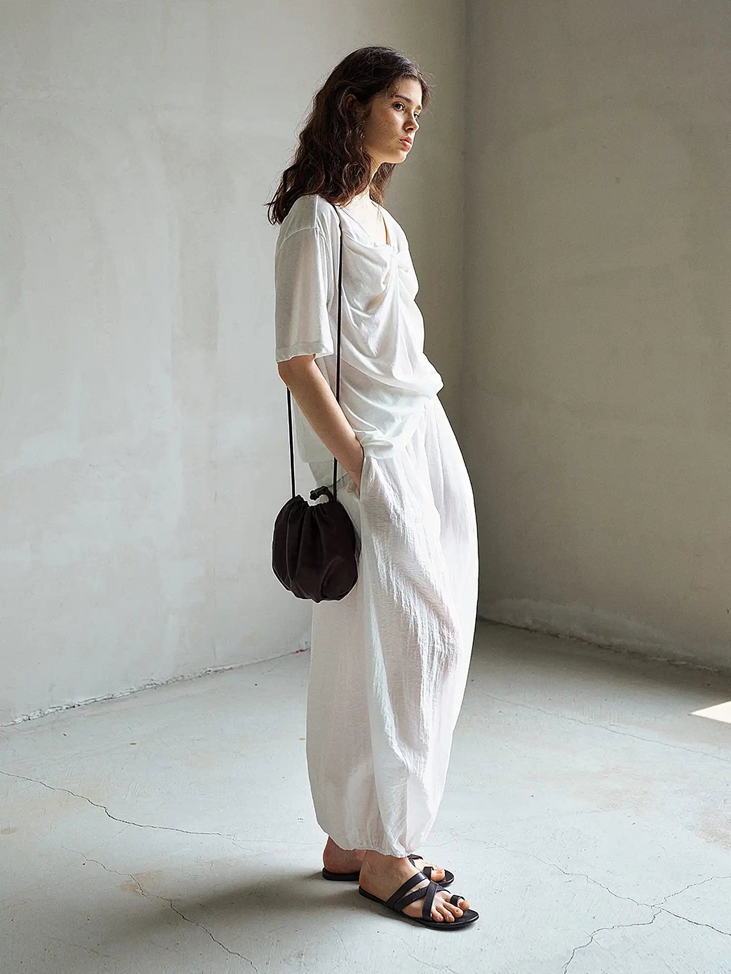 CantonCollective Design Twist Front Cotton Blend Knit Top | Canton Collective