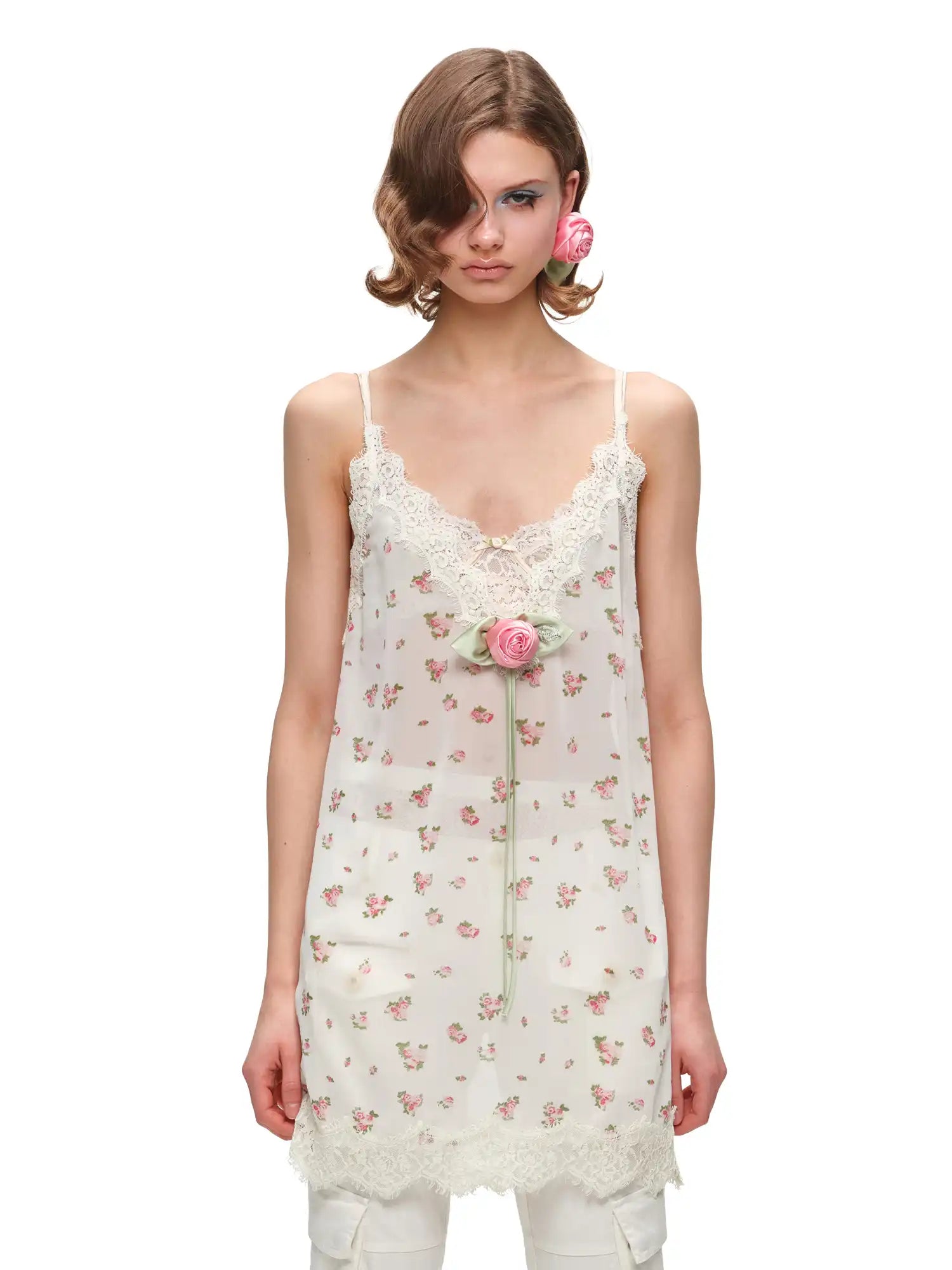 1Jinn Studio Two Piece Lace Trim Satin Midi Slip Dress | Canton Collective