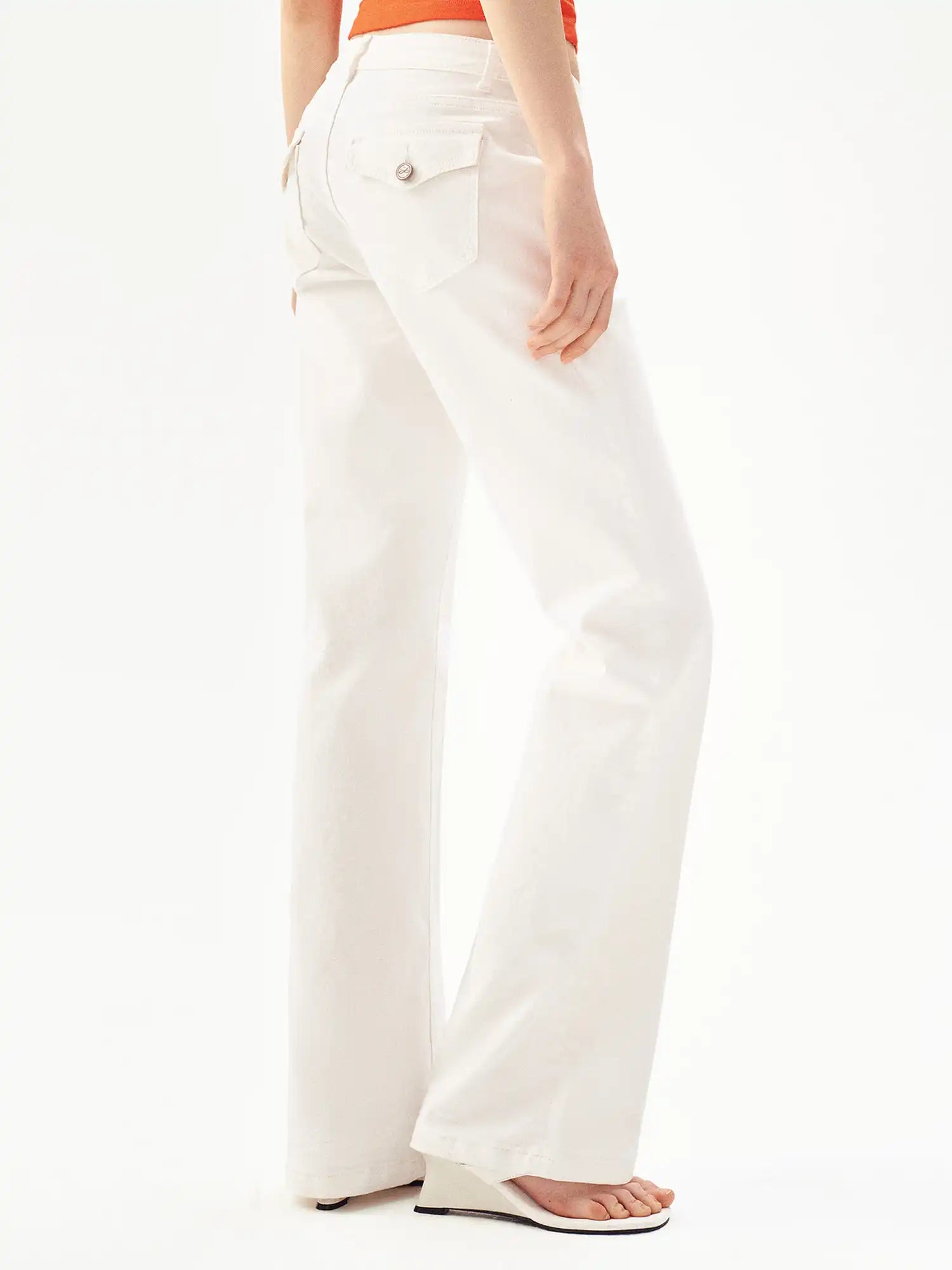 Ayo V-Front White Low Rise Flared Jeans | Canton Collective