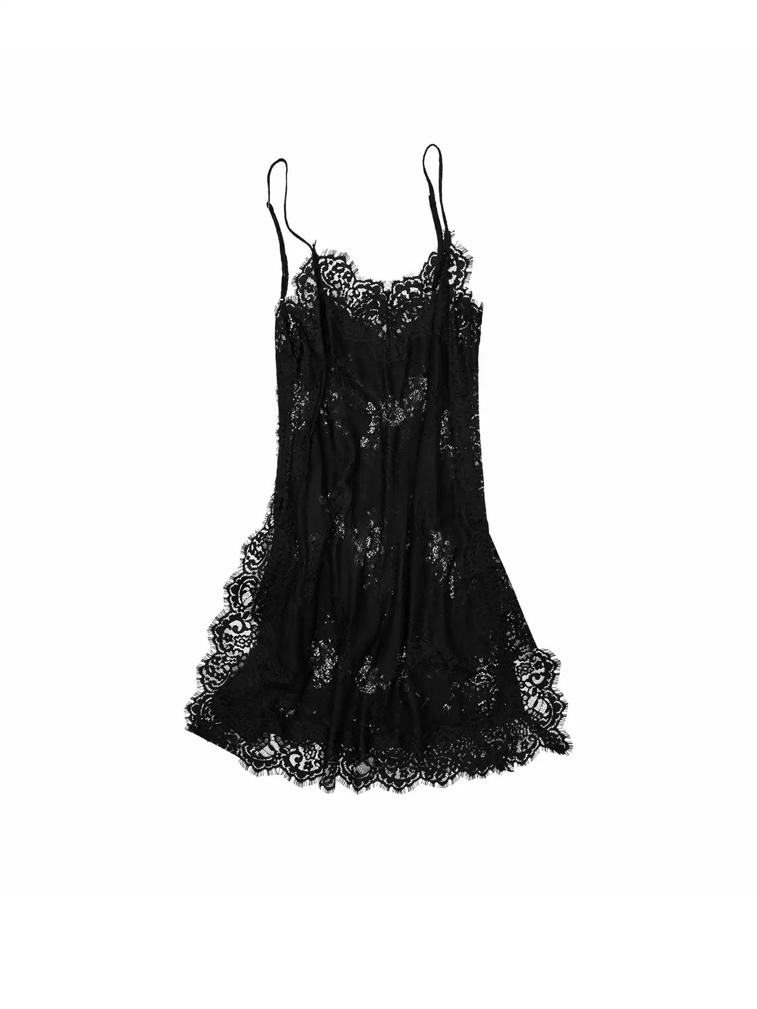 1Jinn Studio V Neck Sheer Lace Slip Mini Dress | Canton Collective
