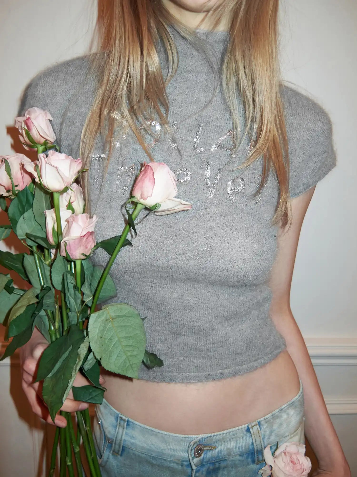 1Jinn Studio Valentine Sequin Short Sleeve Sweater Top | Canton Collective