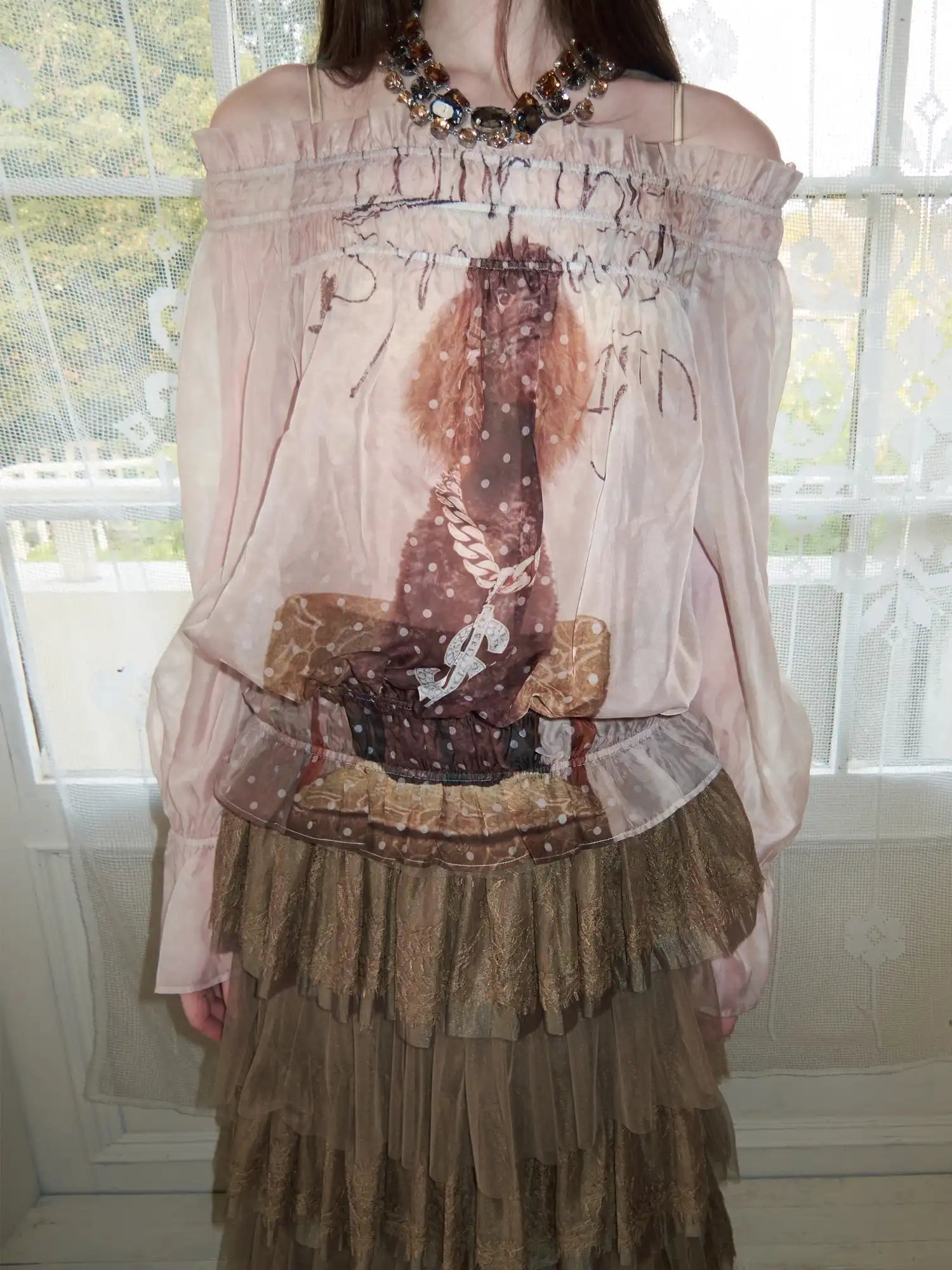 1Jinn Studio Victorian Court Puppy Love Tulle Mesh Blouse | Canton Collective
