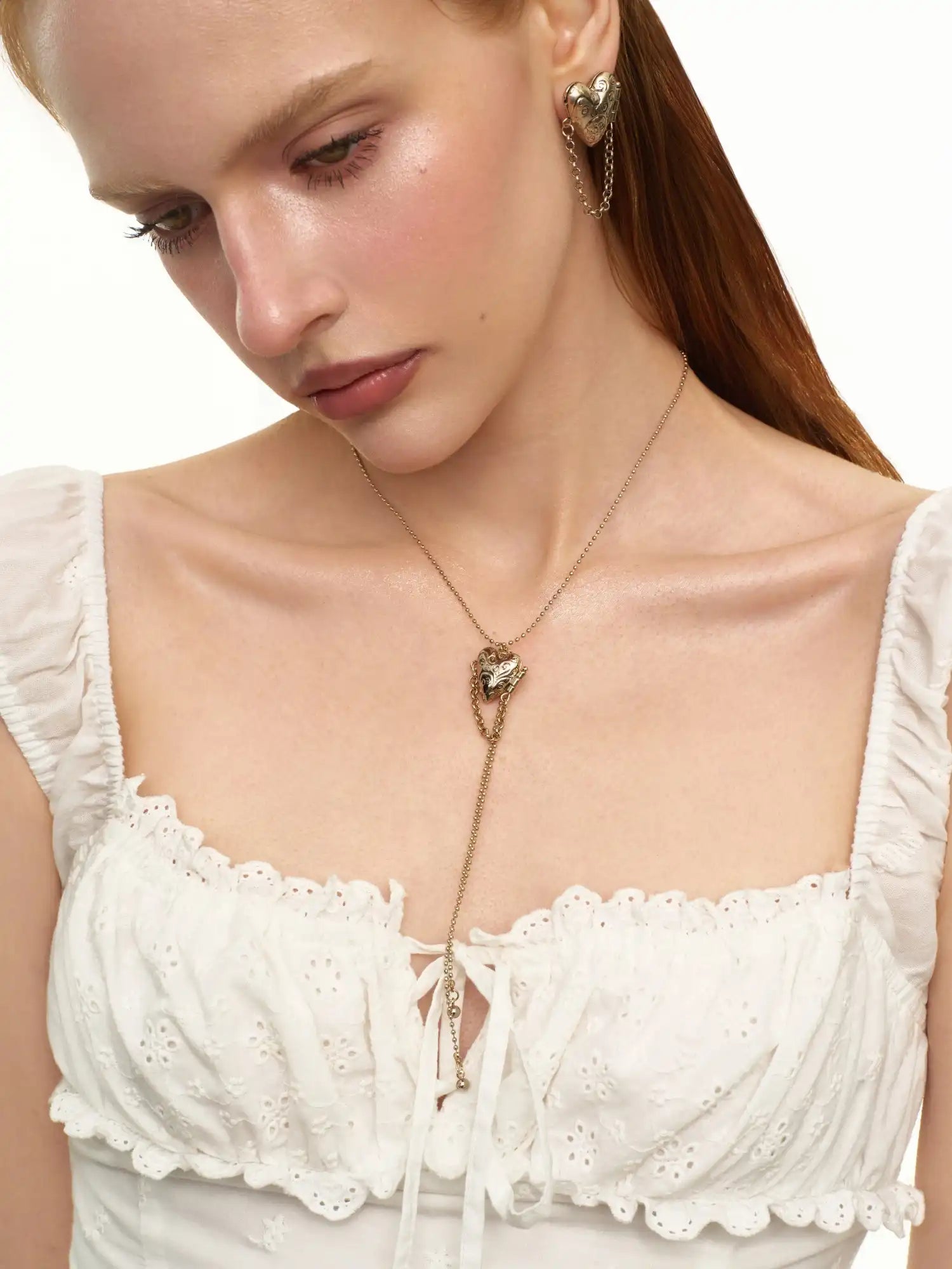 1Jinn M2M Victorian Scrollwork Heart Locket Lariat Necklace | Canton Collective