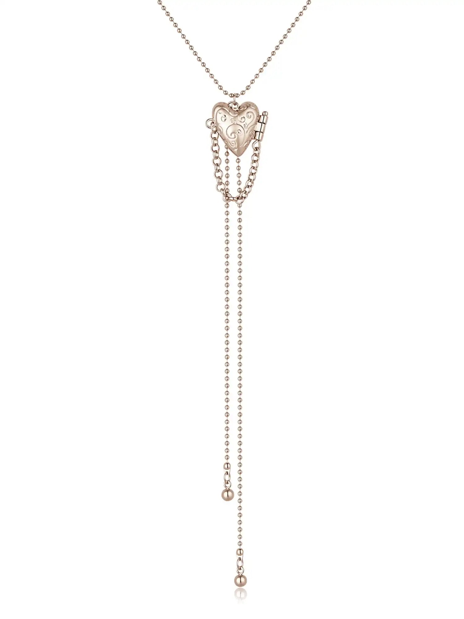 1Jinn M2M Victorian Scrollwork Heart Locket Lariat Necklace | Canton Collective