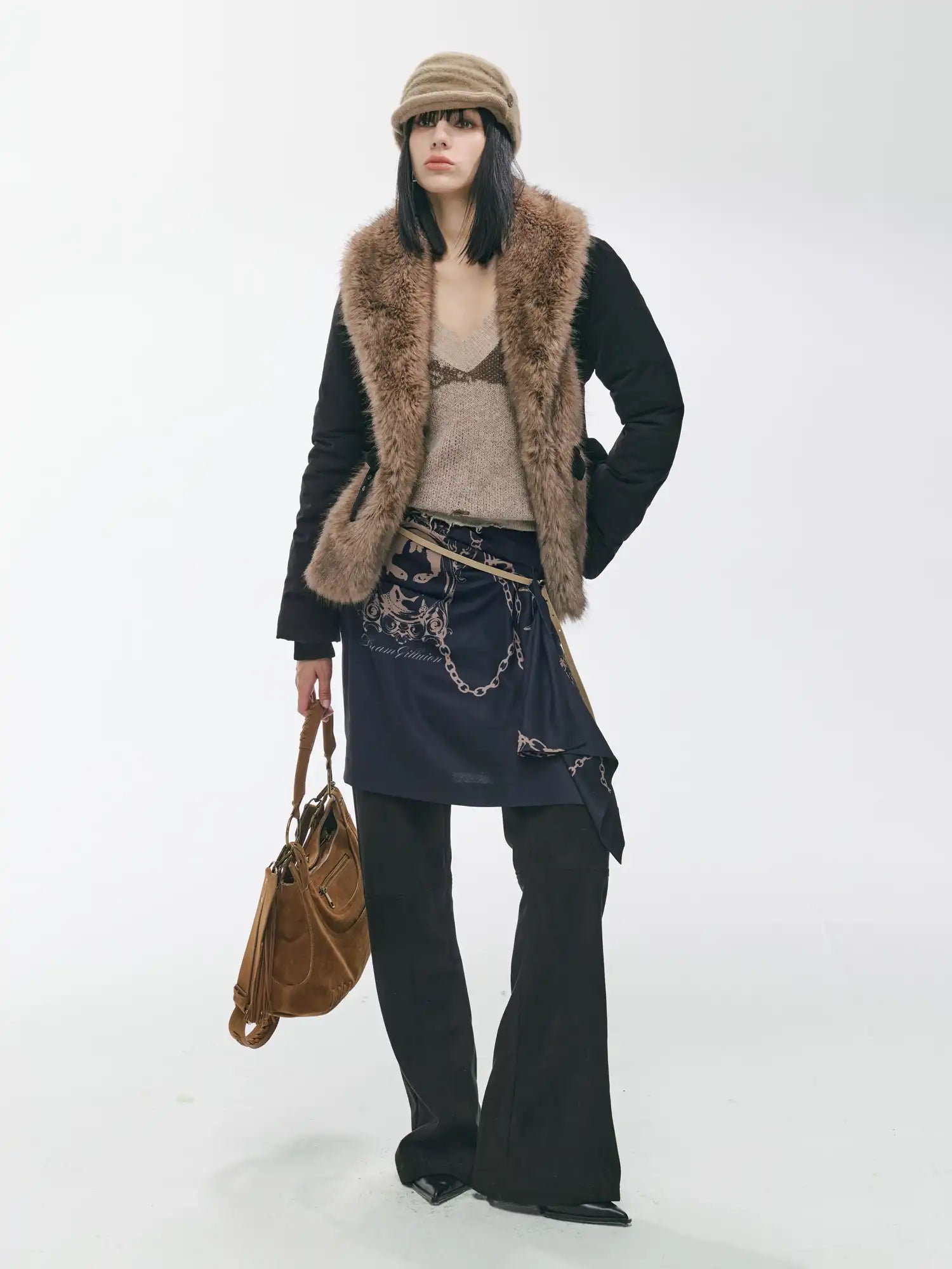 2th Desire Vintage-Style Patchwork Fur Down Jacket | Canton Collective