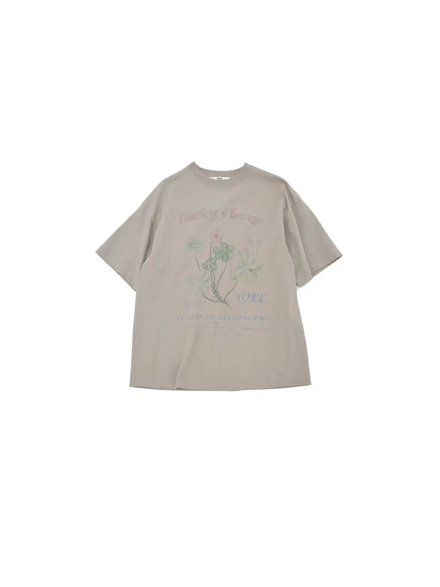 CantonCollective Design Vintage Clover Print Cotton Oversized Tee | Canton Collective