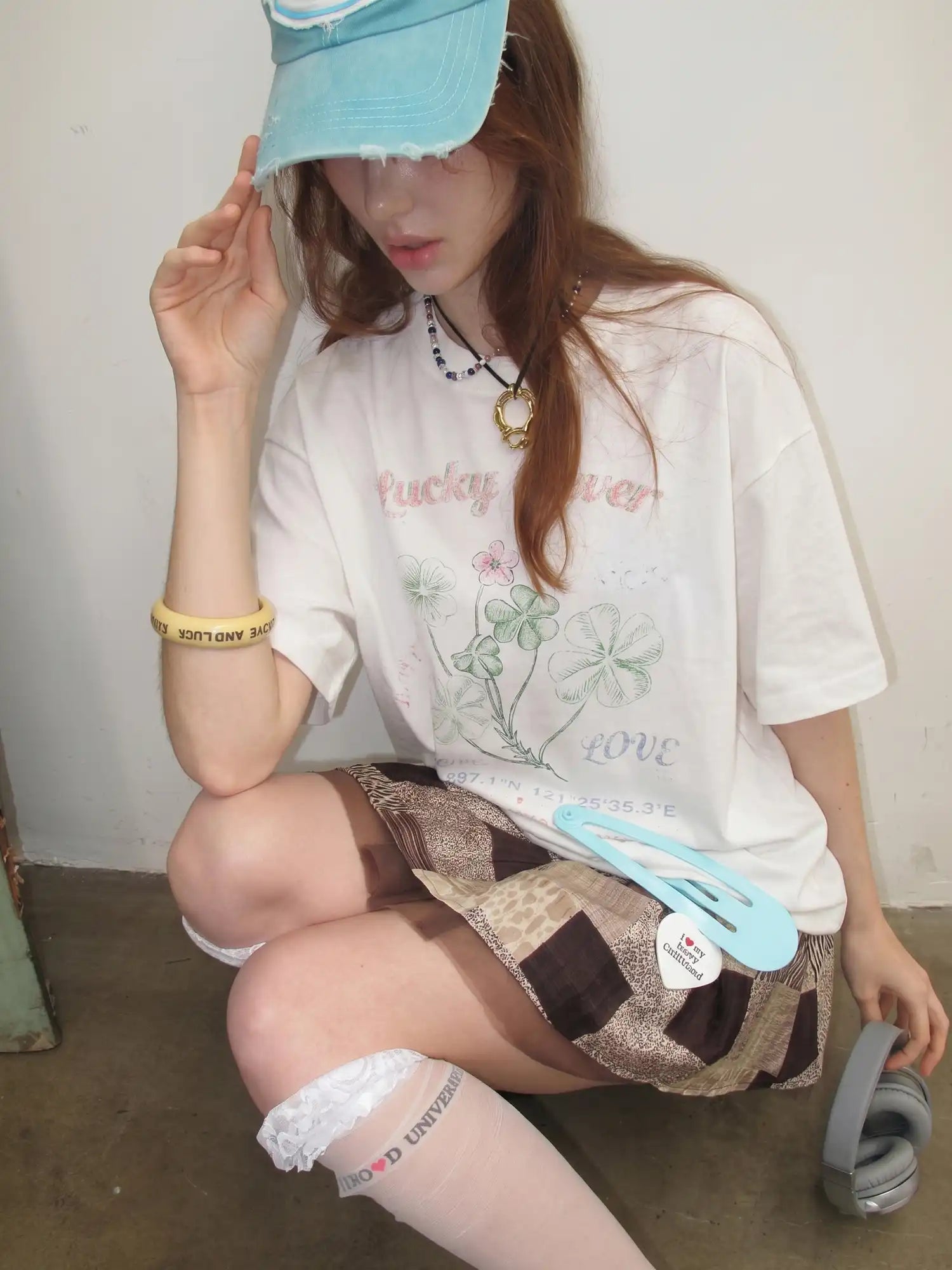 CantonCollective Design Vintage Clover Print Cotton Oversized Tee | Canton Collective