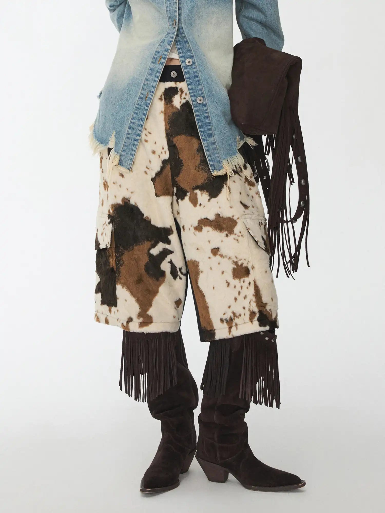 1Jinn Studio Vintage Cowhide-Pattern Capri Pants | Canton Collective