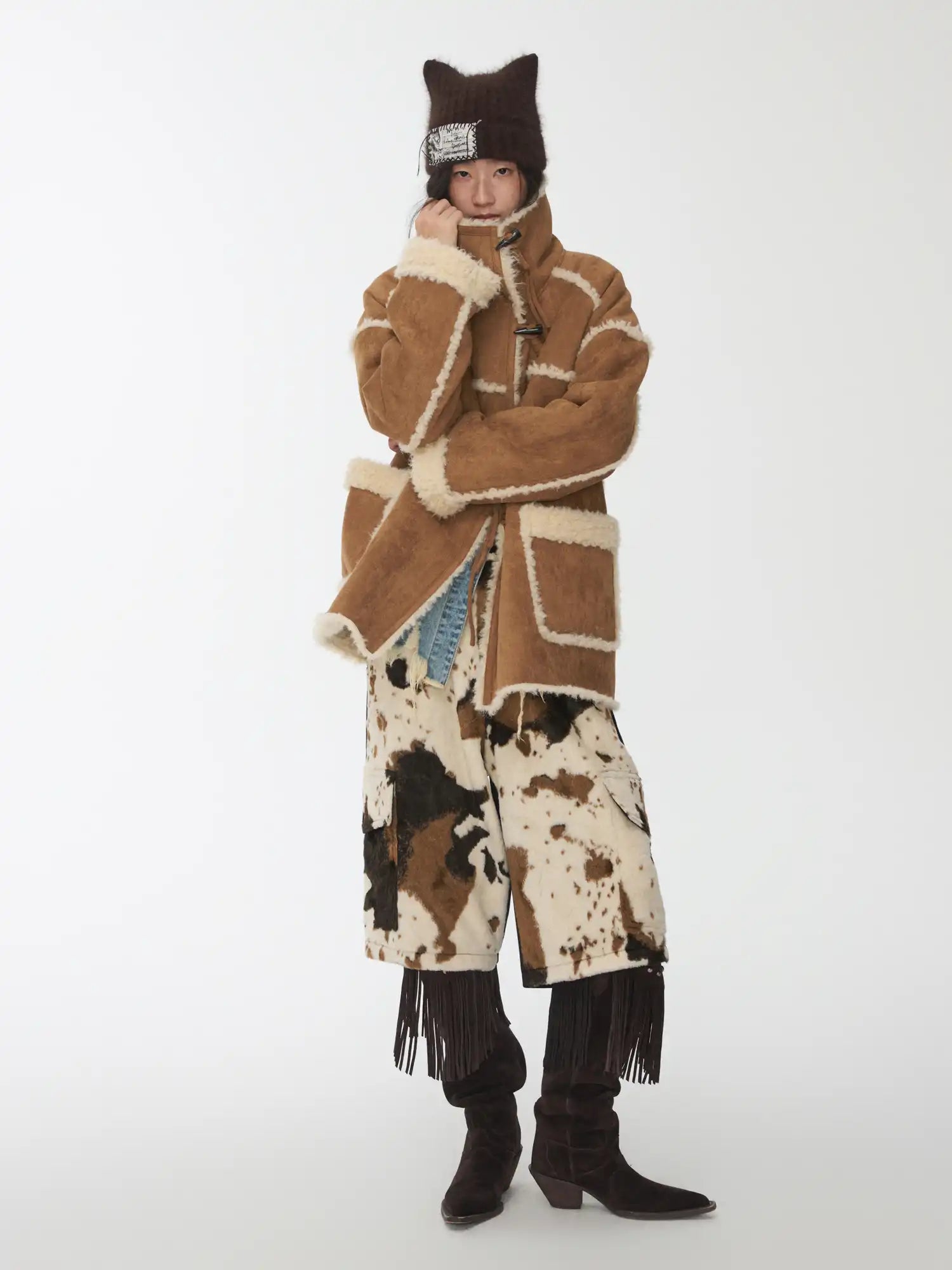 1Jinn Studio Vintage Cowhide-Pattern Capri Pants | Canton Collective