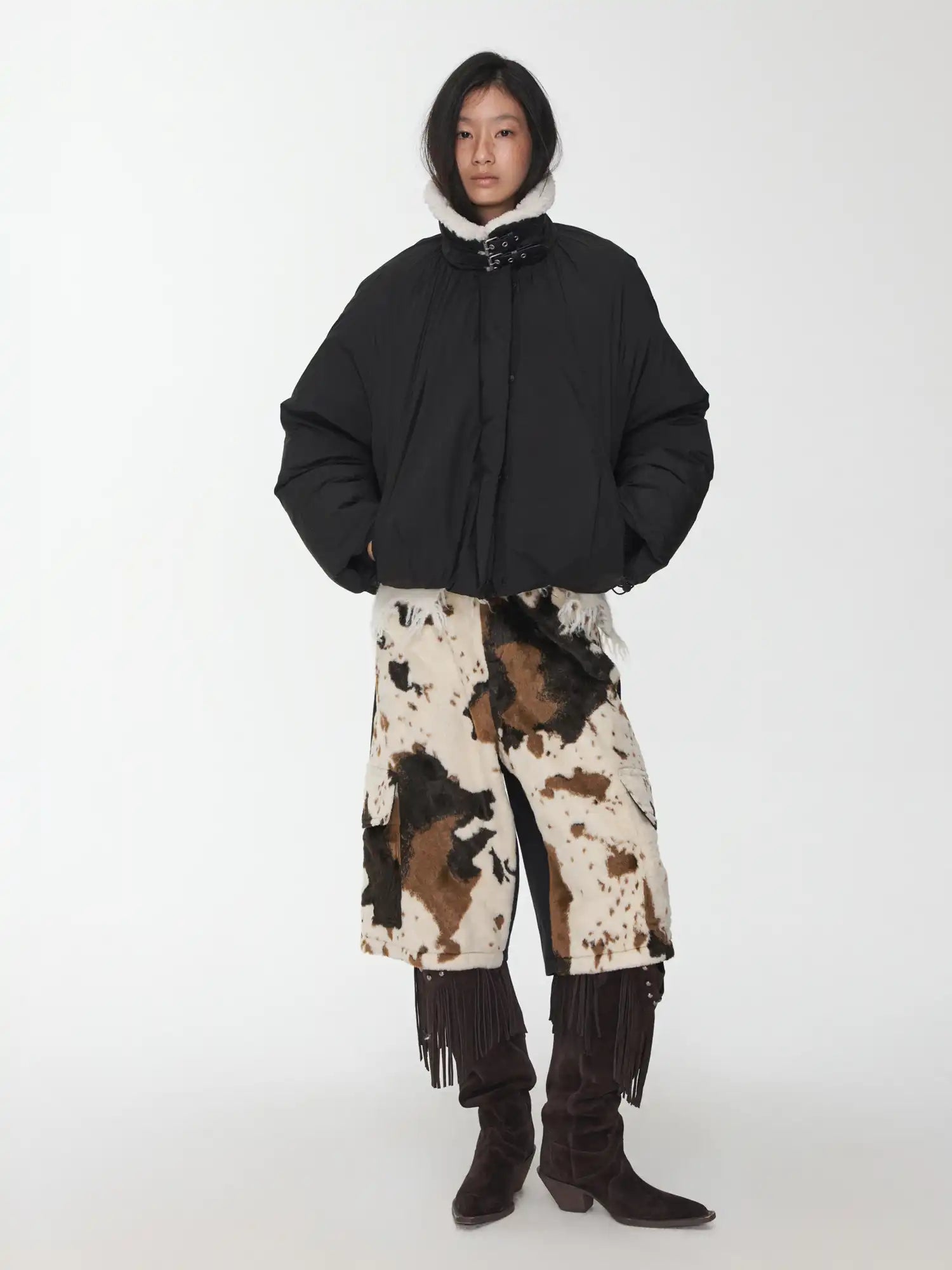 1Jinn Studio Vintage Cowhide-Pattern Capri Pants | Canton Collective