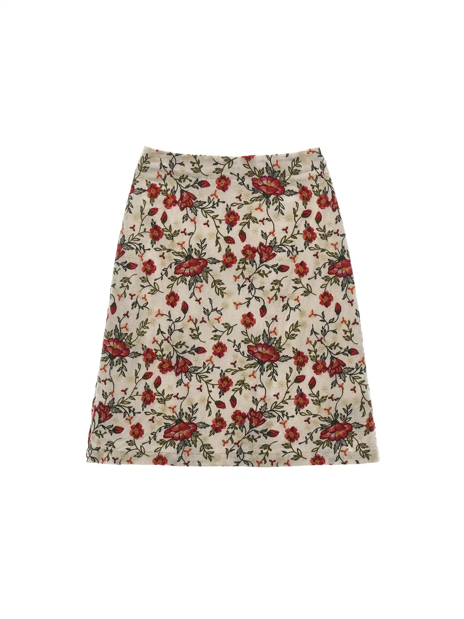 MAMC Vintage Floral Embroidered A-Line Midi Skirt | Canton Collective