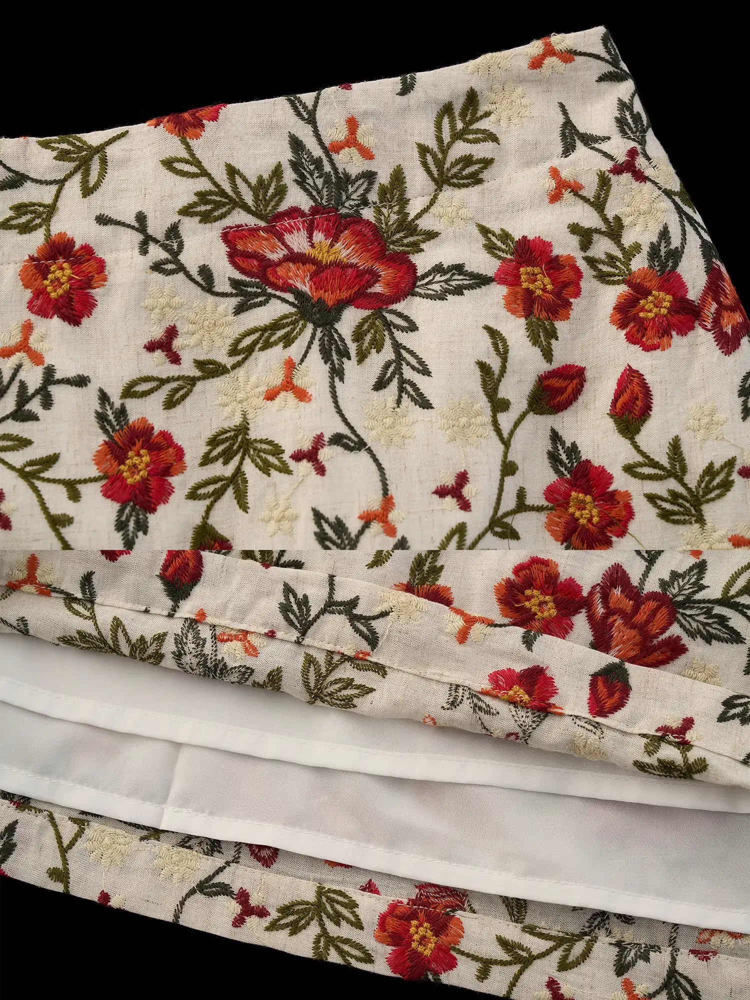 MAMC Vintage Floral Embroidered A-Line Midi Skirt | Canton Collective