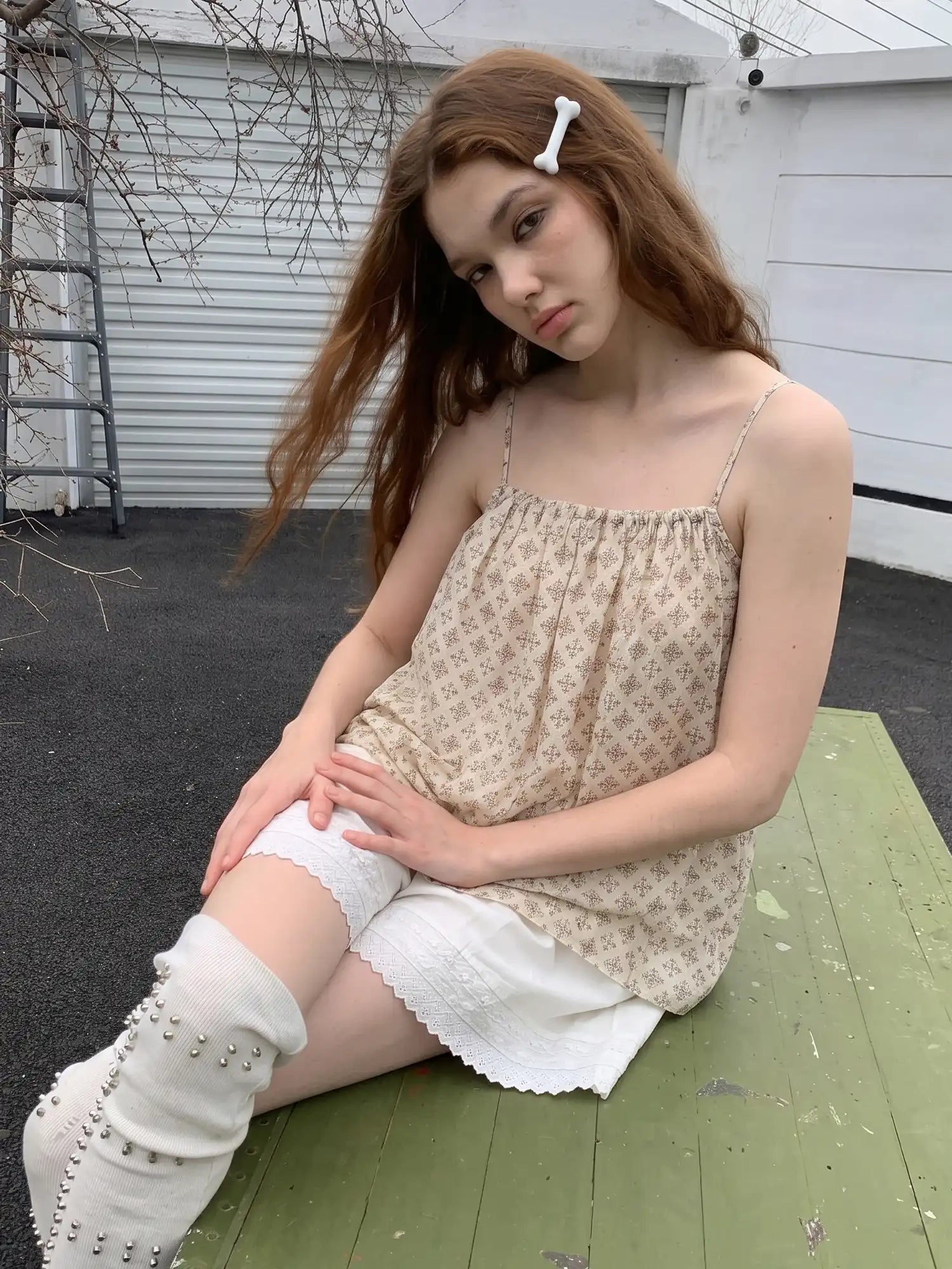 CantonCollective Design Vintage Geometric Print Babydoll Tank Top | Canton Collective