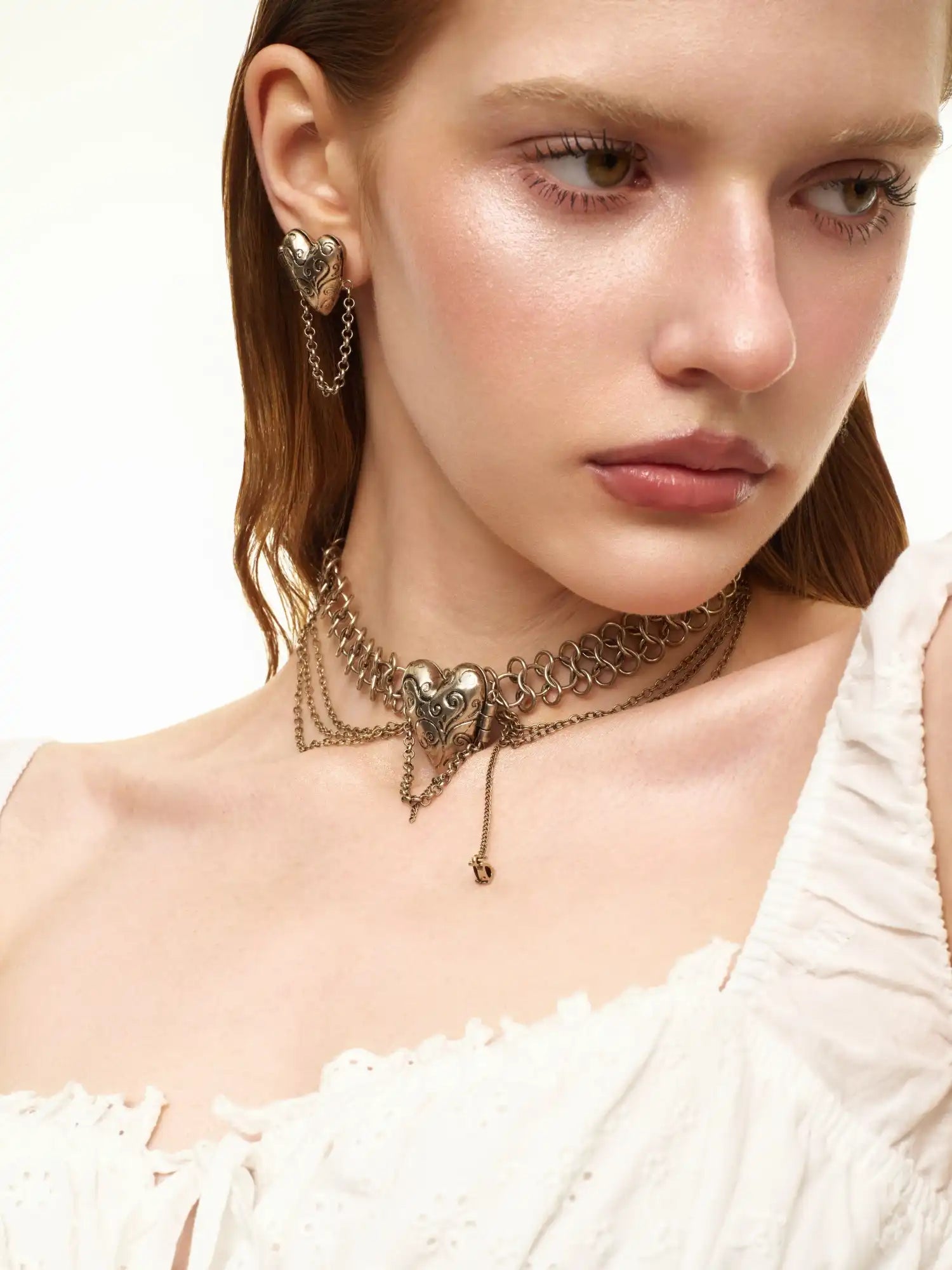 1Jinn M2M Vintage Heart Chainmail Layered Chain Choker | Canton Collective