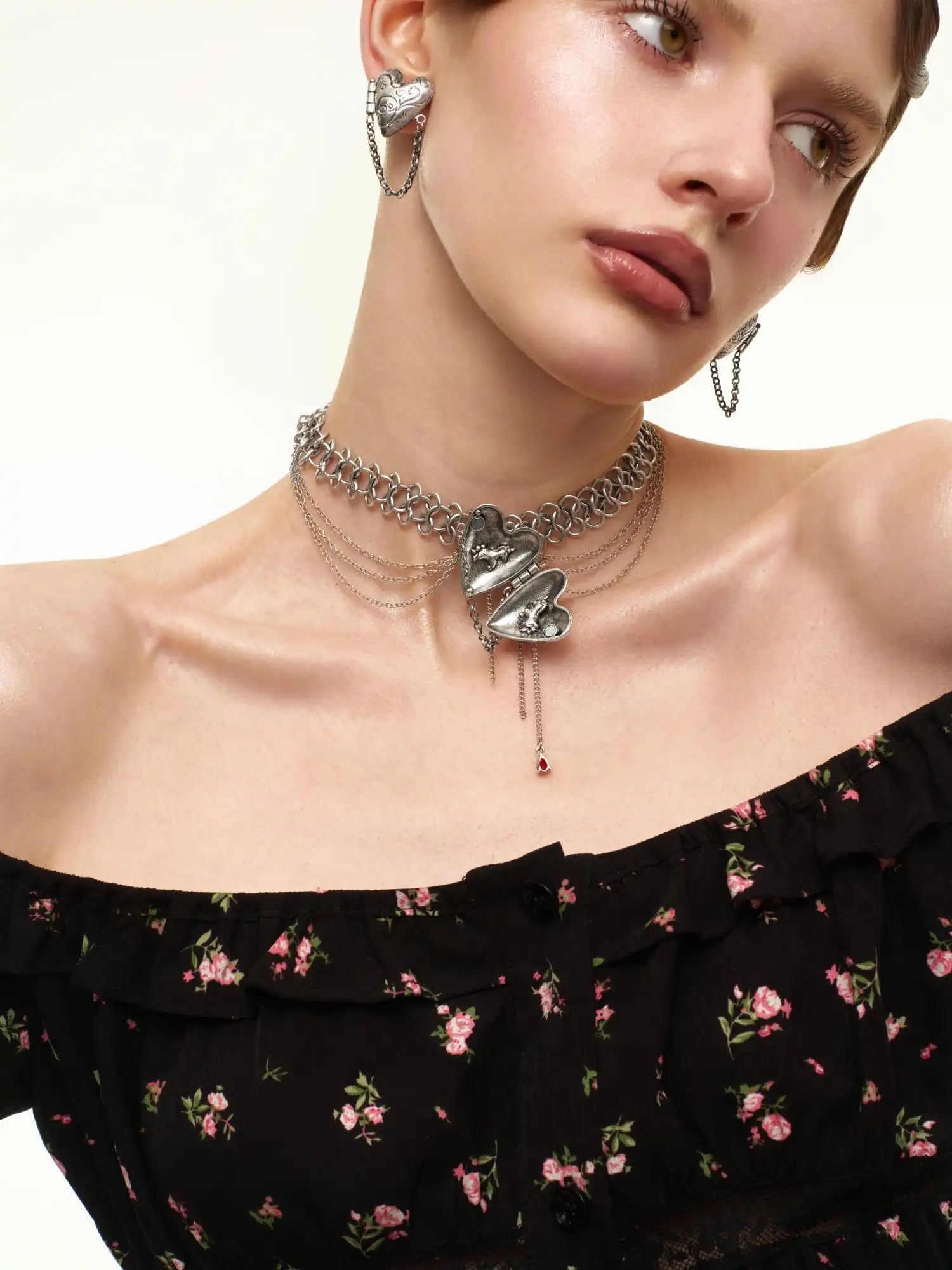 1Jinn M2M Vintage Heart Chainmail Layered Chain Choker | Canton Collective