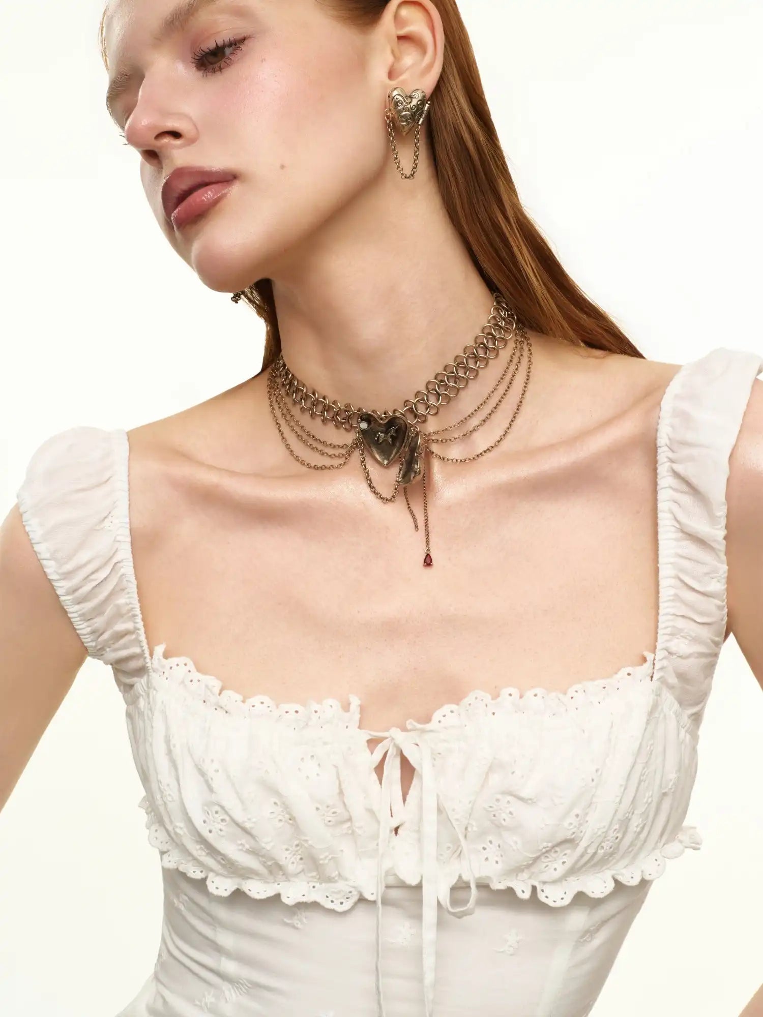 1Jinn M2M Vintage Heart Chainmail Layered Chain Choker | Canton Collective