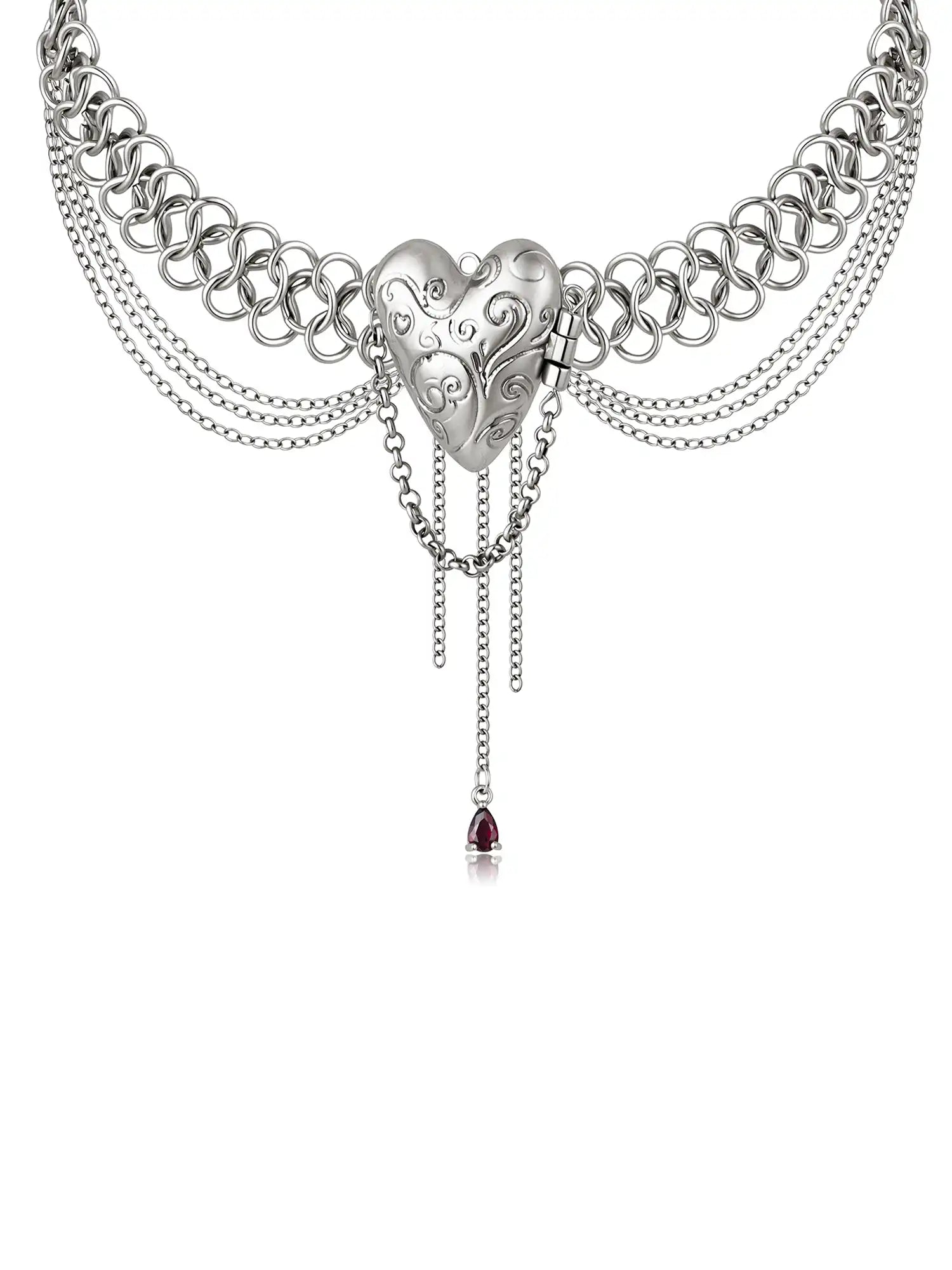 1Jinn M2M Vintage Heart Chainmail Layered Chain Choker | Canton Collective