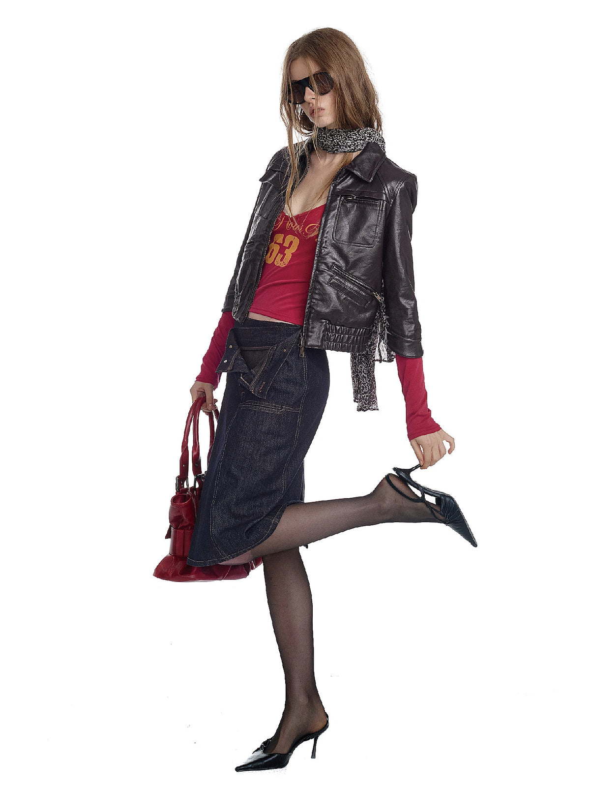 2HK TWO HOUR KEYYY Vintage Mid-Sleeve Cropped Moto Jacket | Canton Collective