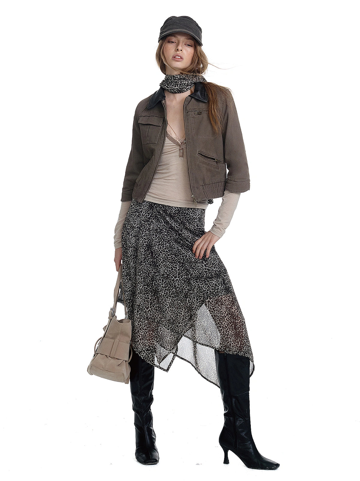 2HK TWO HOUR KEYYY Vintage Mid-Sleeve Cropped Moto Jacket | Canton Collective