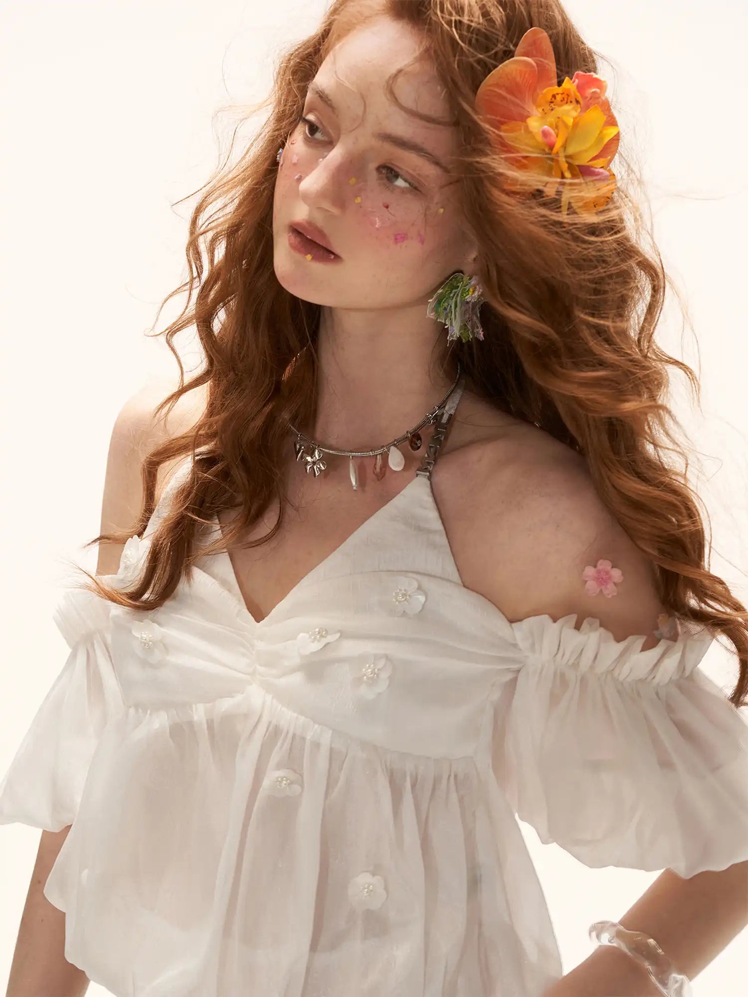 MAMC Vintage Pearl Button Crinkled Halter Top | Canton Collective