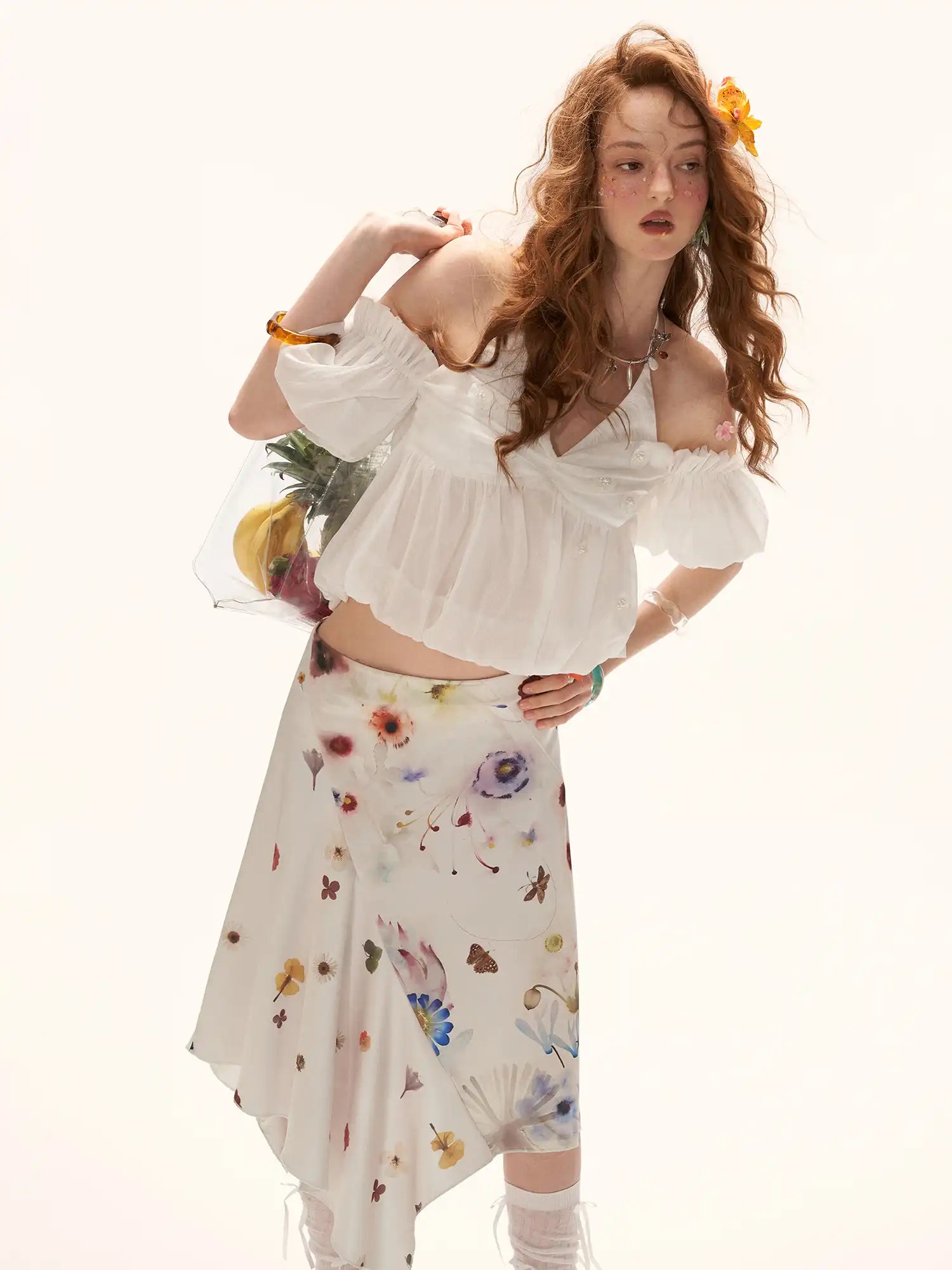 MAMC Vintage Pearl Button Crinkled Halter Top | Canton Collective