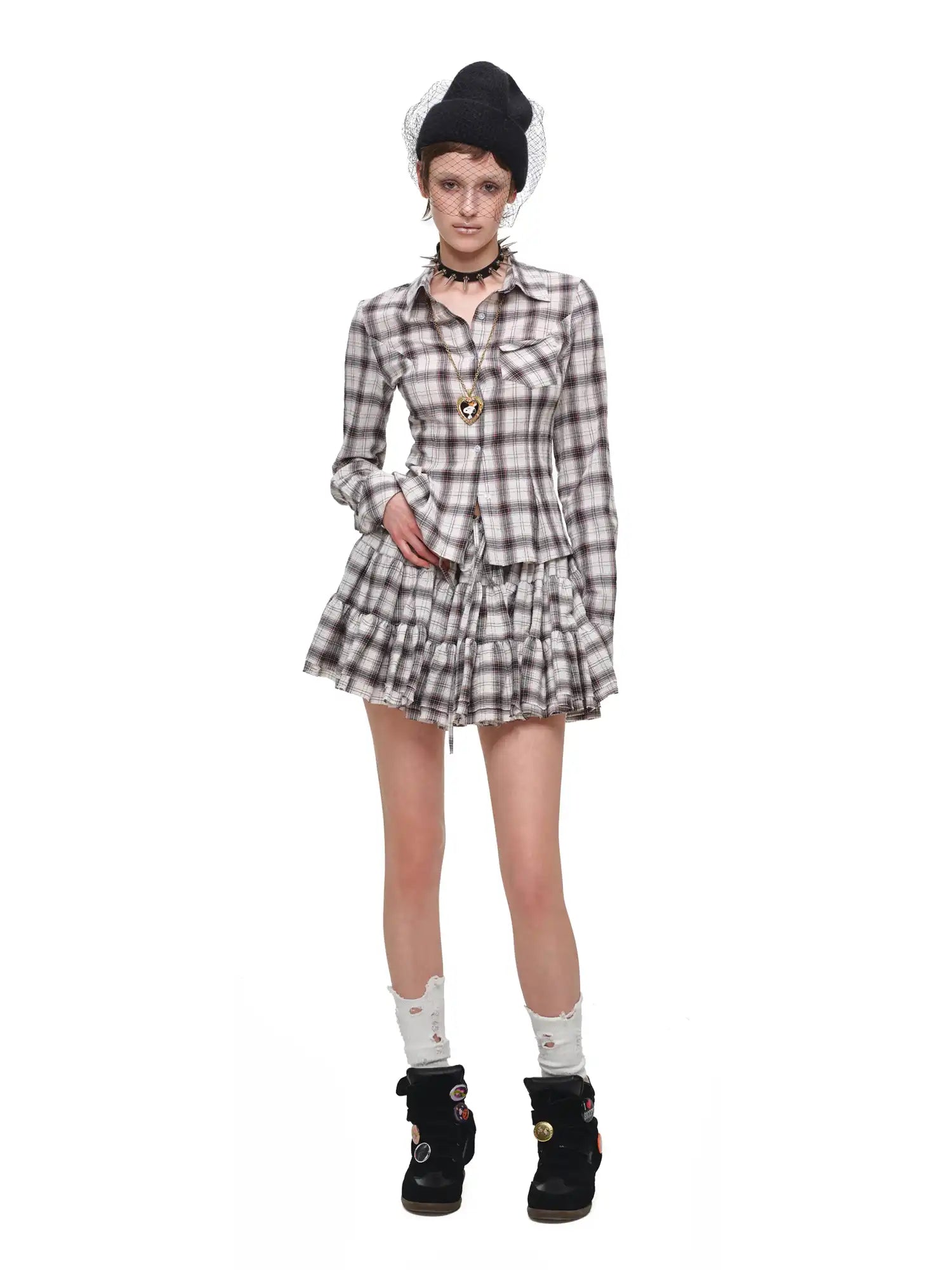 1Jinn Studio Vintage Plaid Tiered Ruffle Mini Skirt | Canton Collective