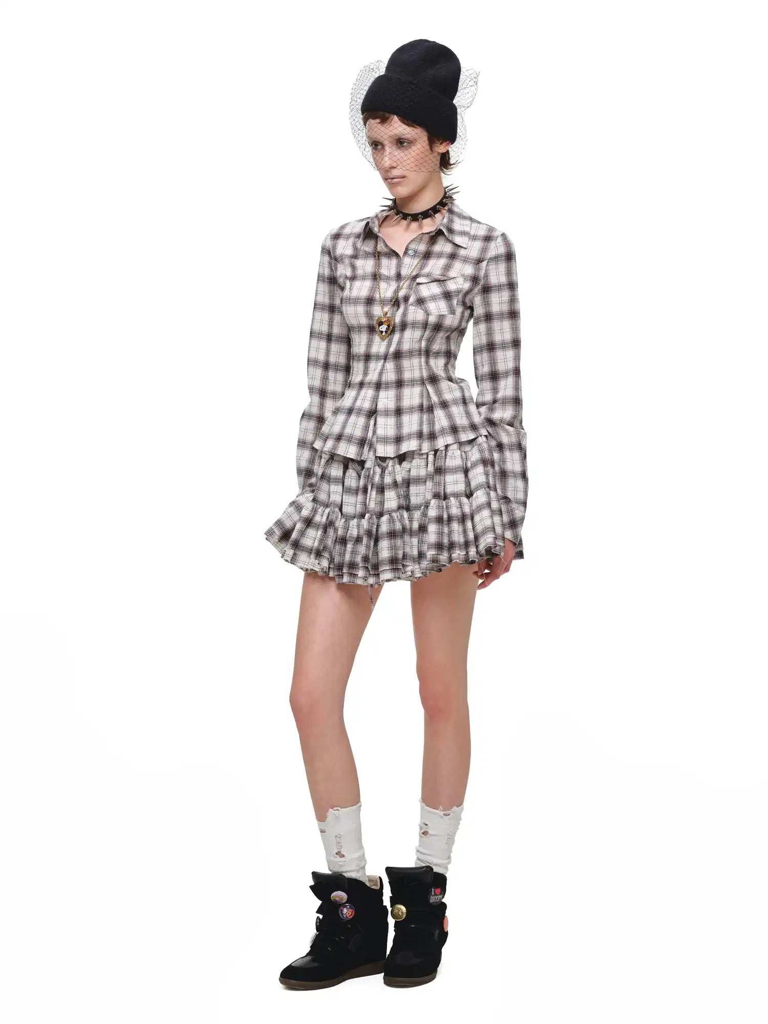 1Jinn Studio Vintage Plaid Tiered Ruffle Mini Skirt | Canton Collective