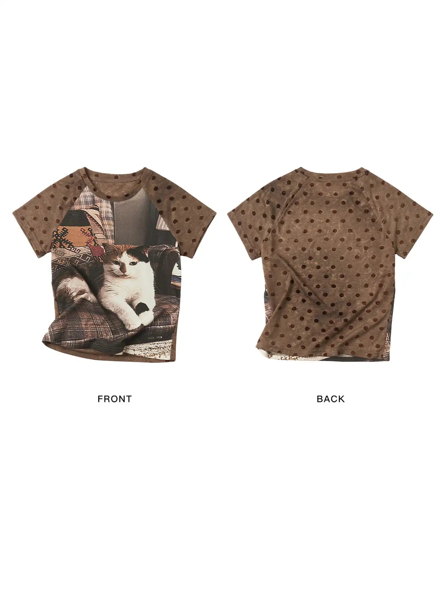 Outtheblue Vintage Velvet Polka Dot Raglan Sleeve Tee | Canton Collective