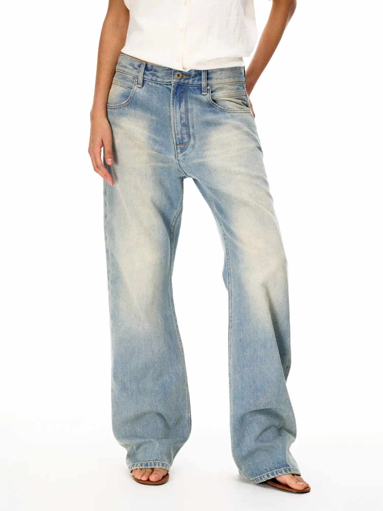 FirstFloor Vintage Washed Light Blue Wide-Leg Jeans | Canton Collective