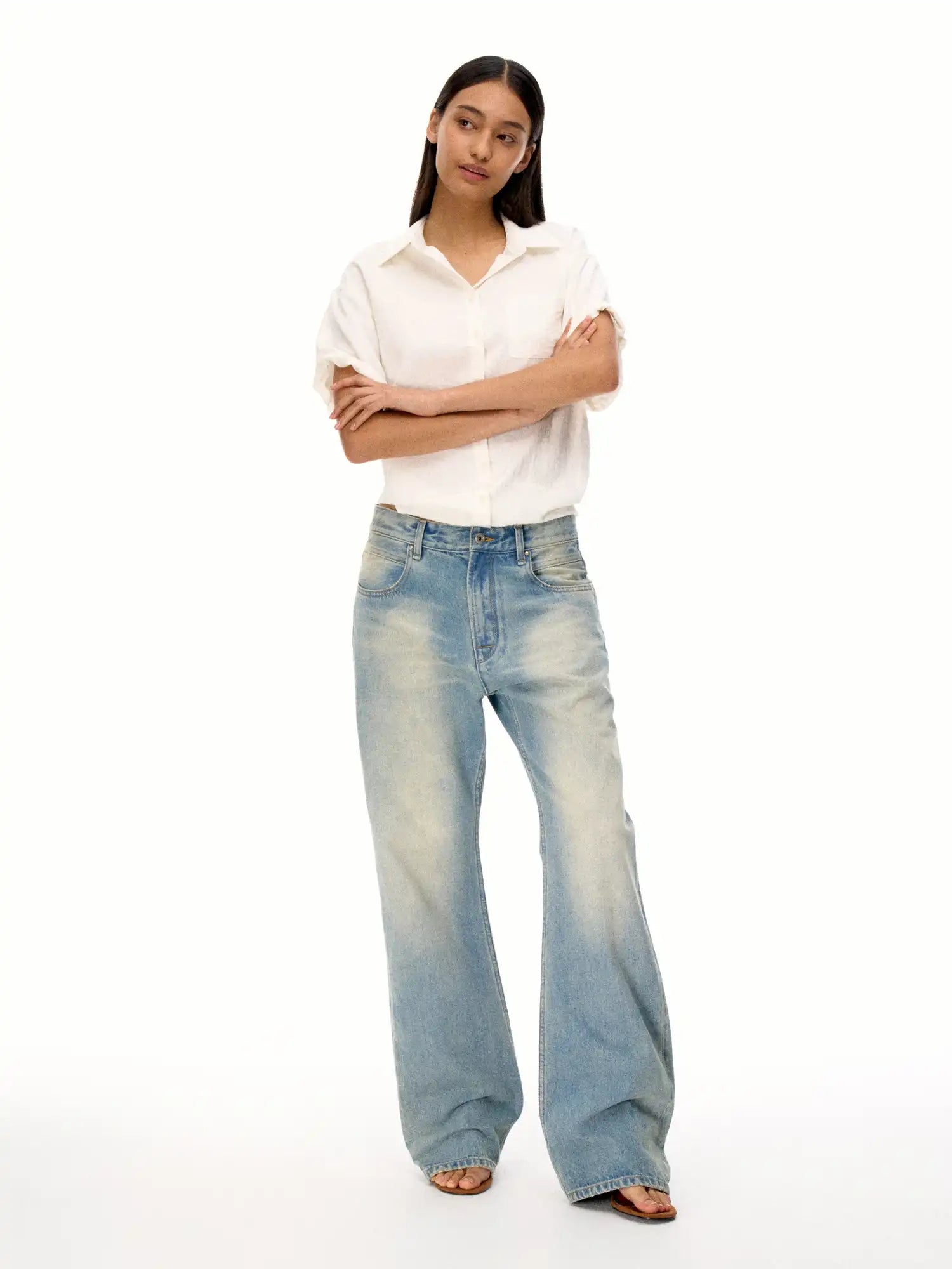 FirstFloor Vintage Washed Light Blue Wide-Leg Jeans | Canton Collective