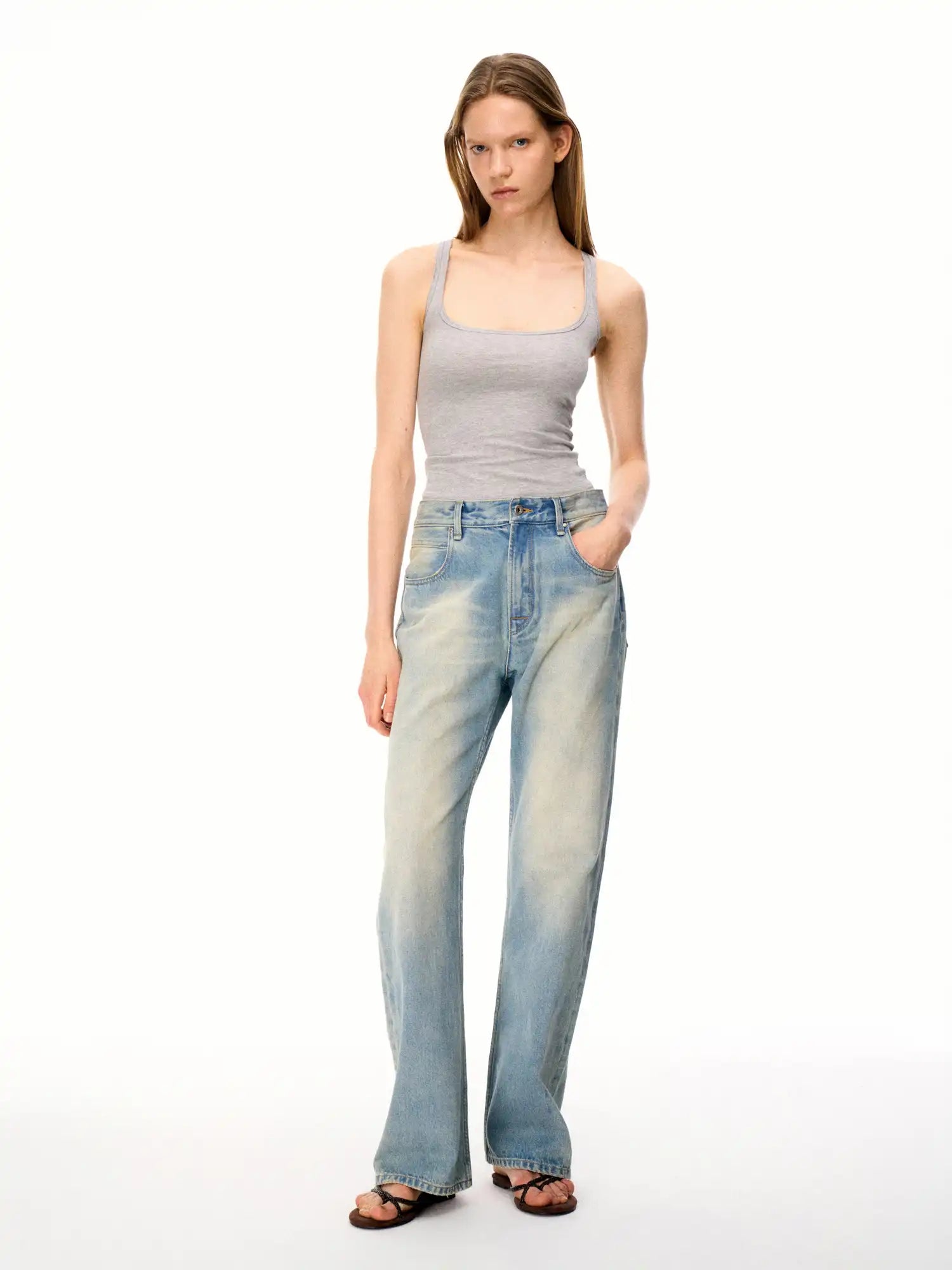 FirstFloor Vintage Washed Light Blue Wide-Leg Jeans | Canton Collective