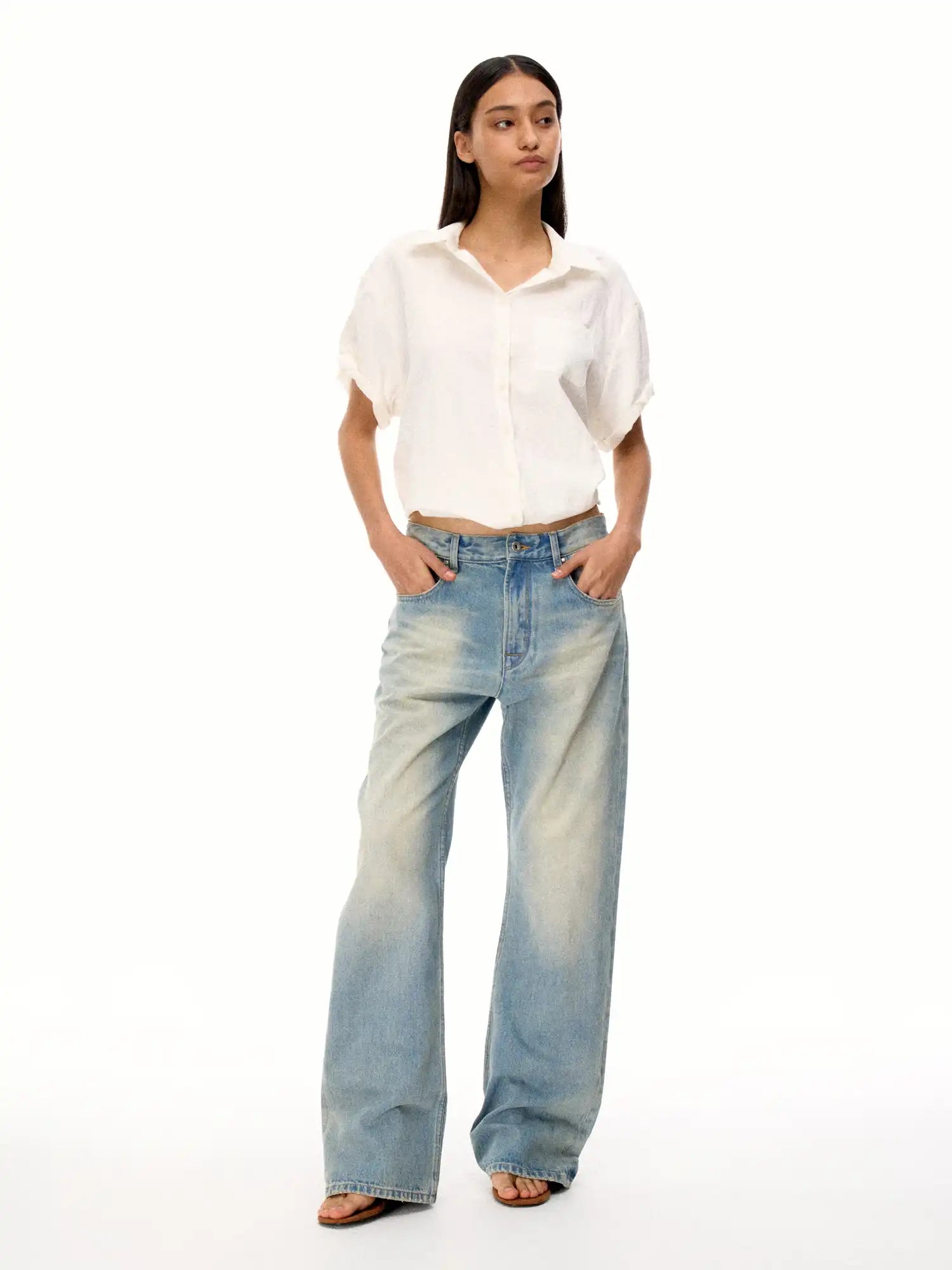 FirstFloor Vintage Washed Light Blue Wide-Leg Jeans | Canton Collective