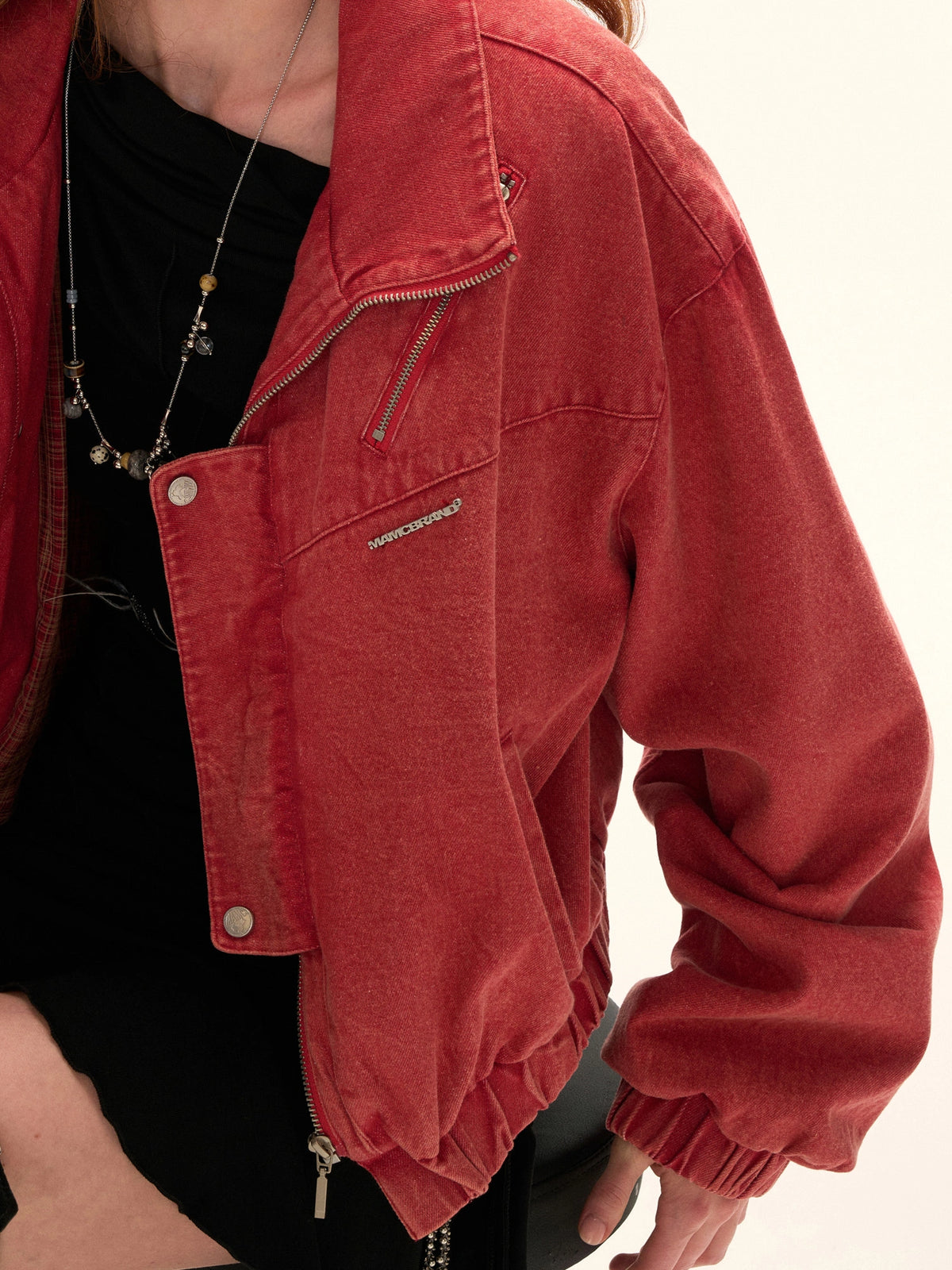 MAMC Washed Red Funnel Neck Jacket | Canton Collective