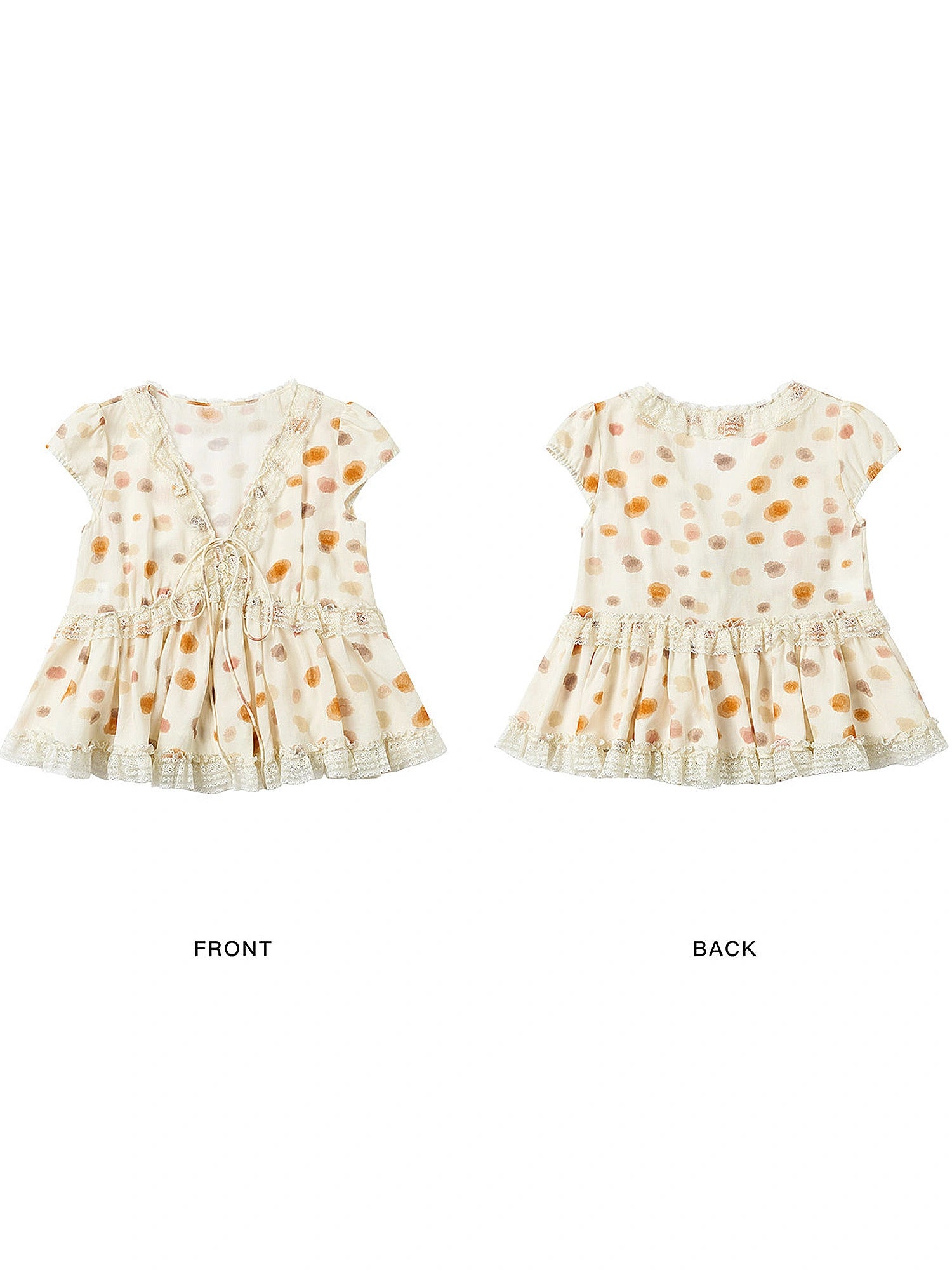 Outtheblue Watercolor Dot Babydoll Lace Panel Top | Canton Collective