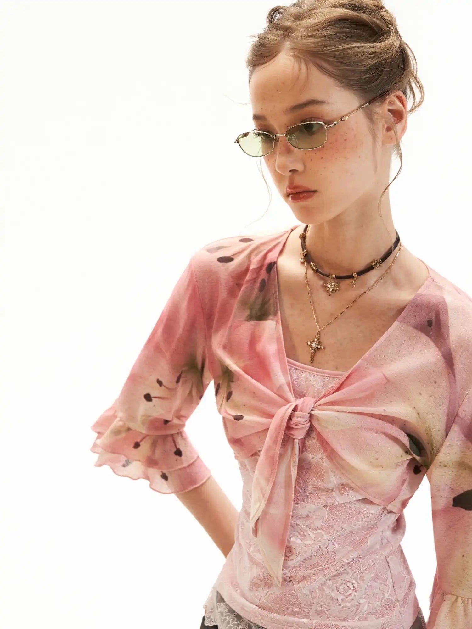 MAMC Watercolor Lily Wrap Crop Top | Canton Collective