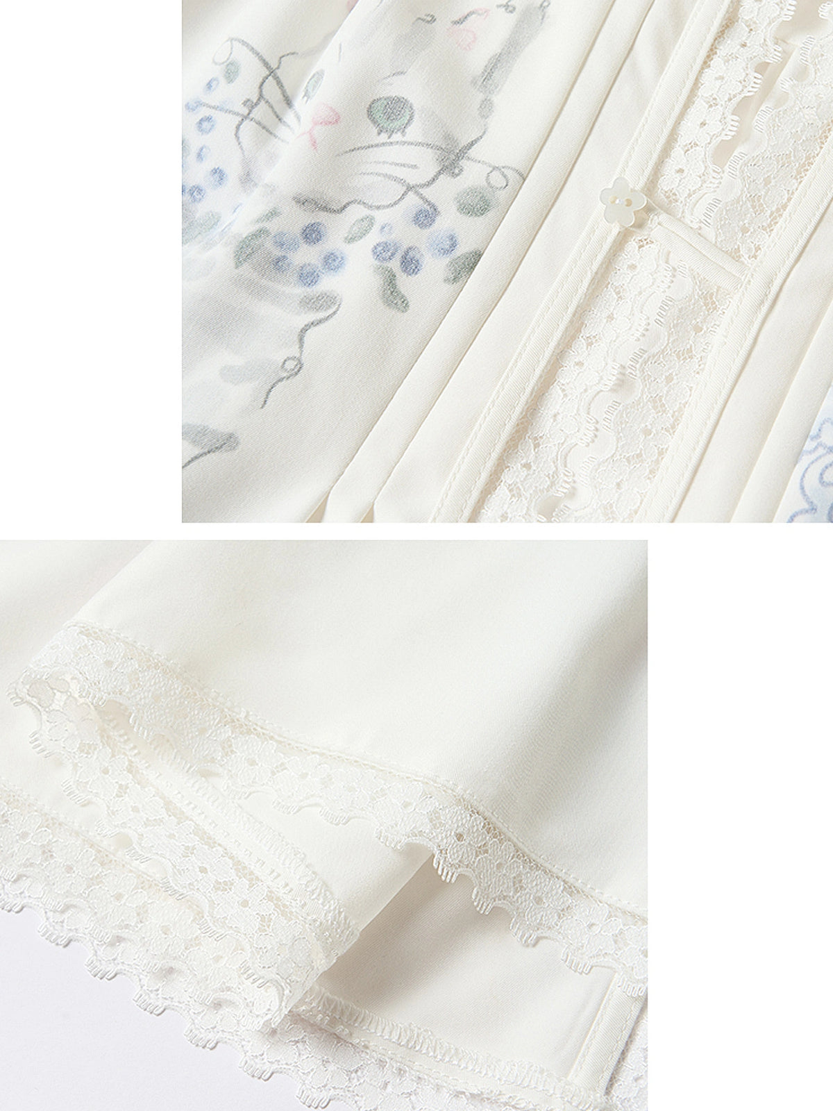 Outtheblue White Lace-Trimmed Lyocell Blouse | Canton Collective