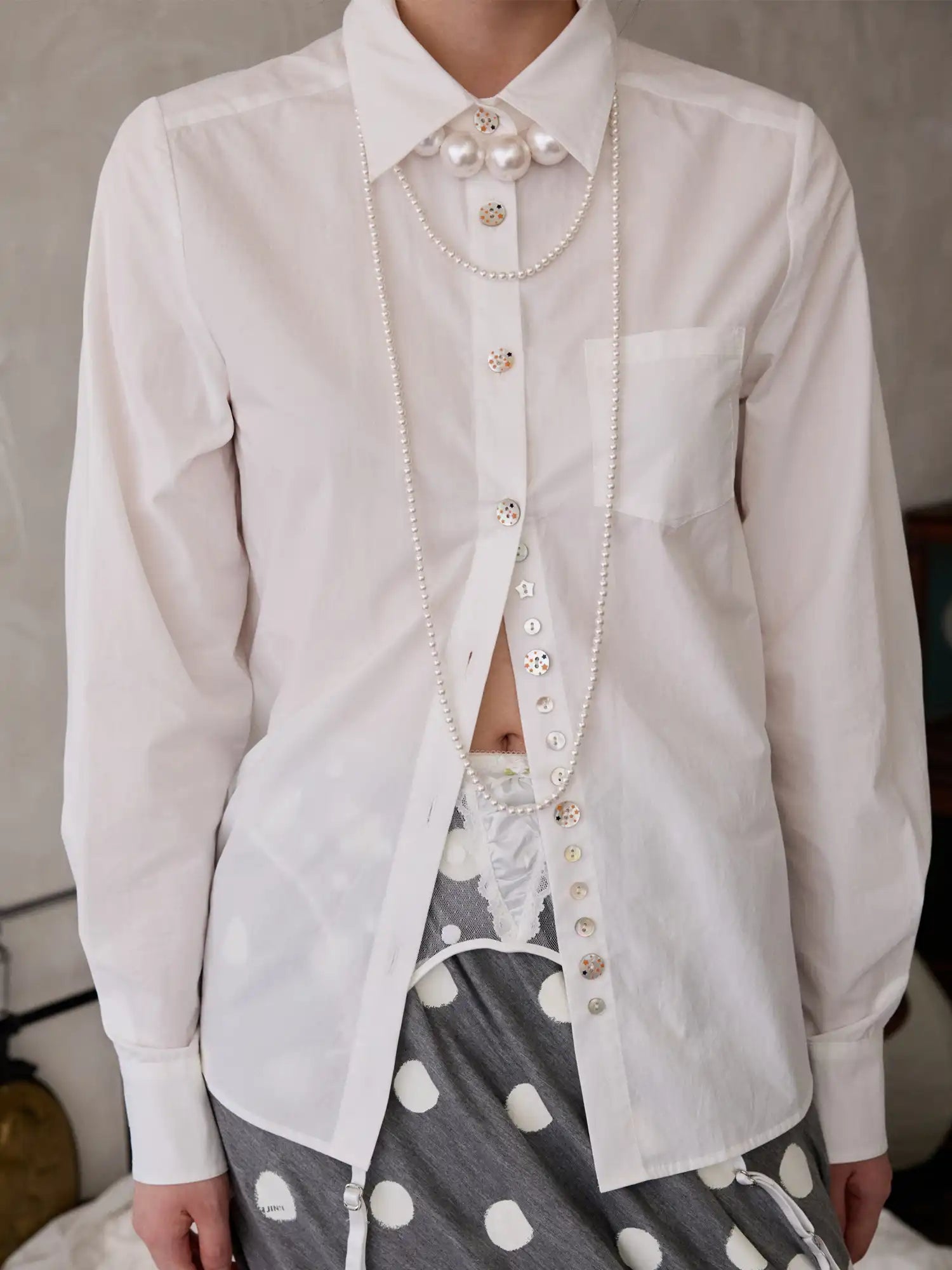 1Jinn Studio White Shell Button Shirt | Canton Collective