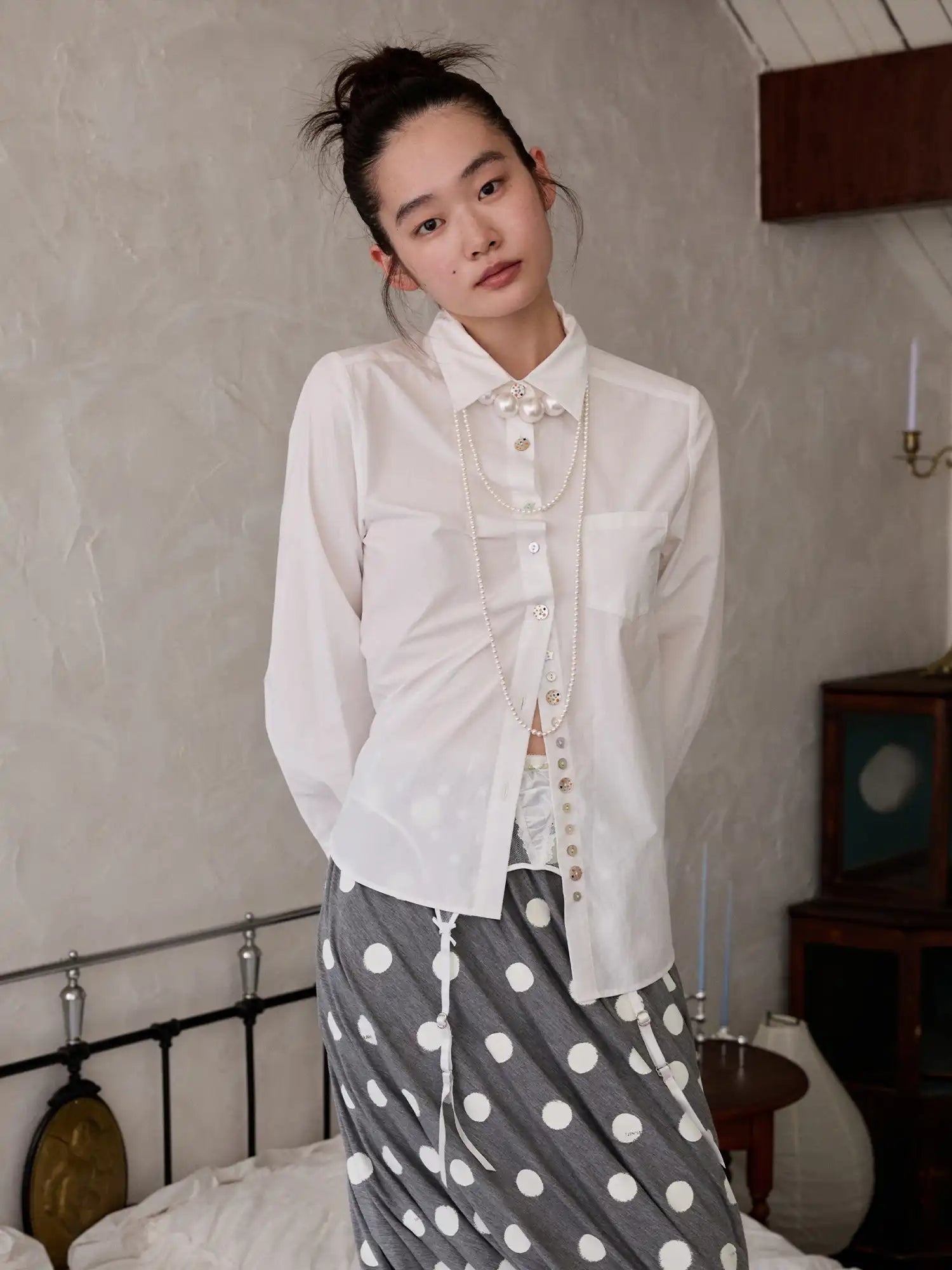 1Jinn Studio White Shell Button Shirt | Canton Collective