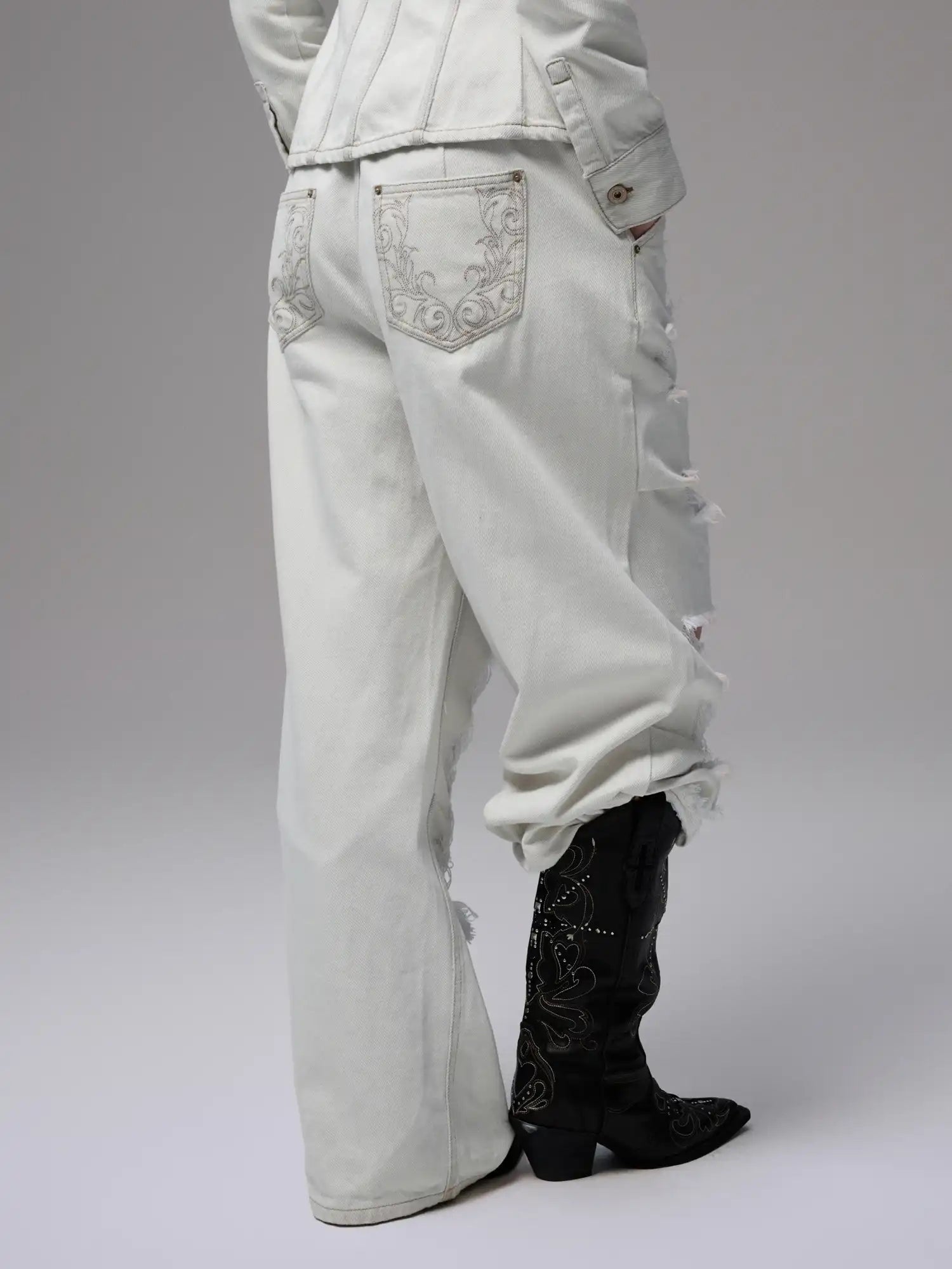 1Jinn Studio White Wash Ripped Jeans | Canton Collective