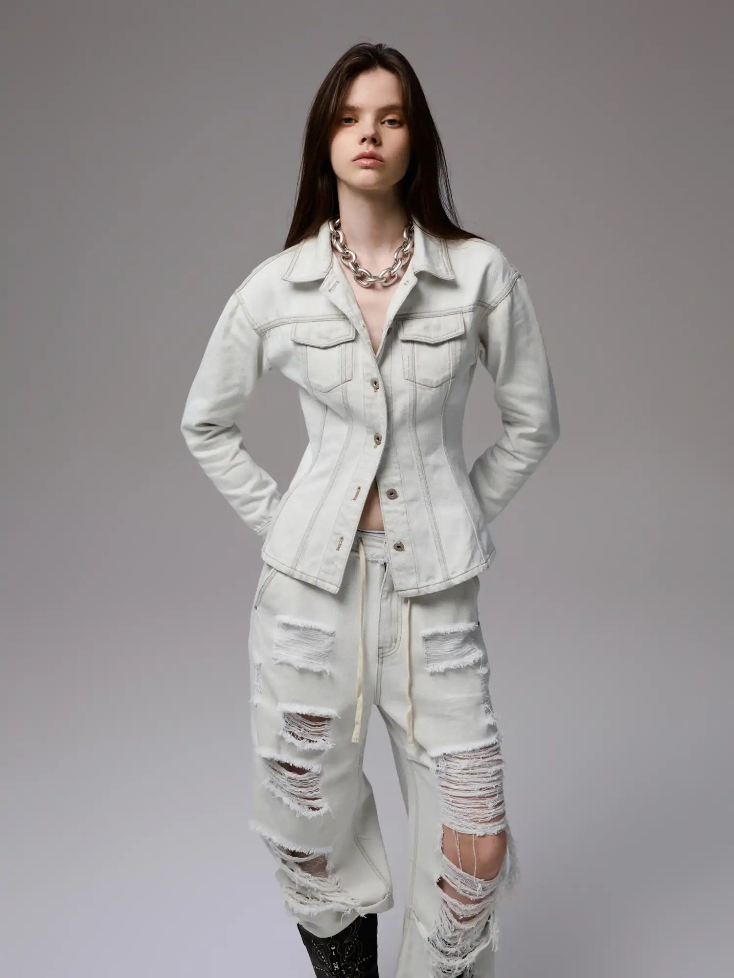 1Jinn Studio White Wash Ripped Jeans | Canton Collective