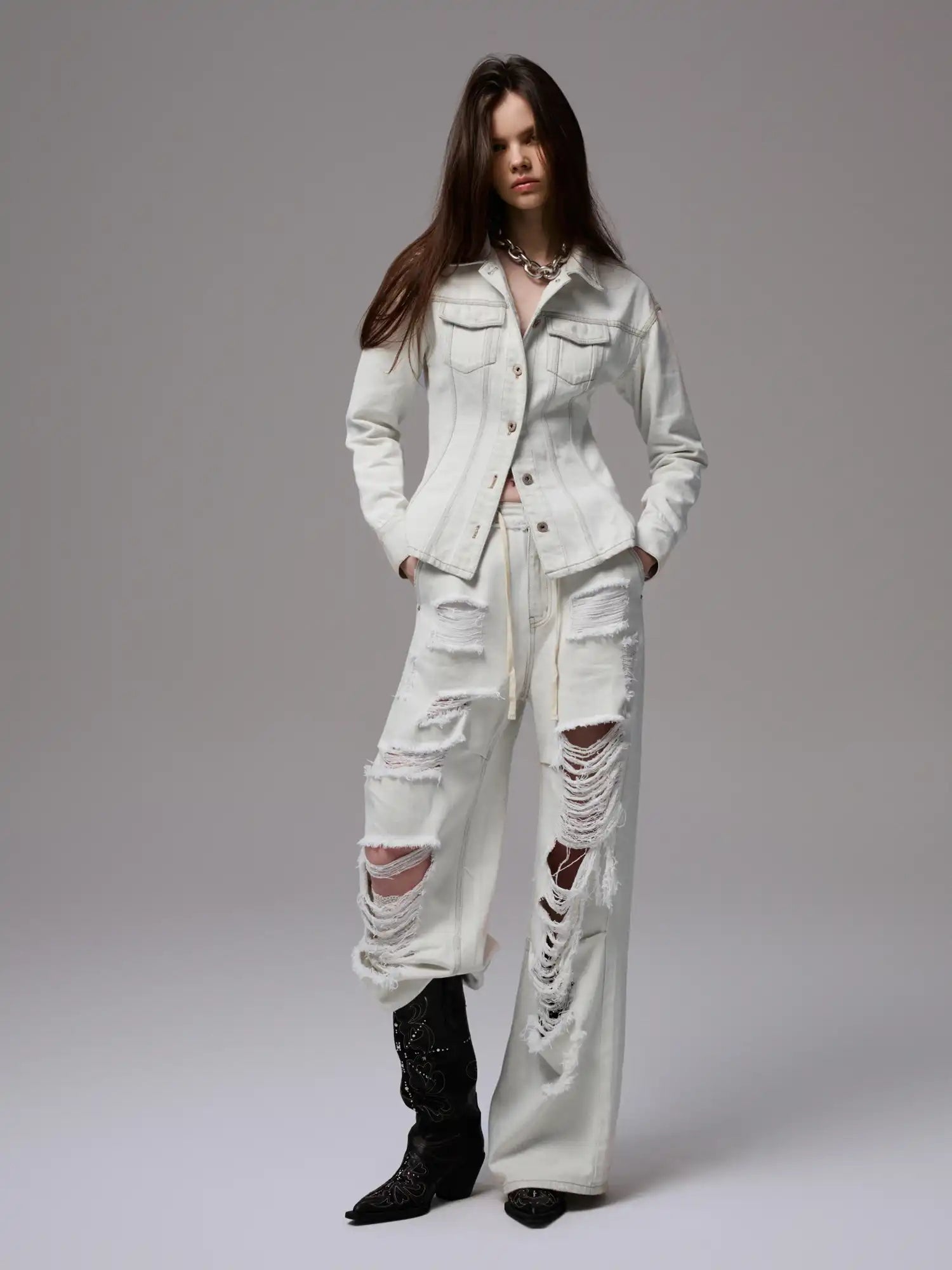 1Jinn Studio White Wash Ripped Jeans | Canton Collective