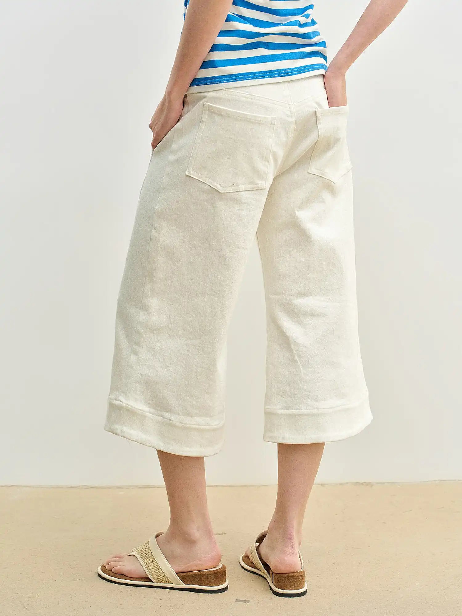 Muse Naps Wide Leg White Capri Jeans | Canton Collective