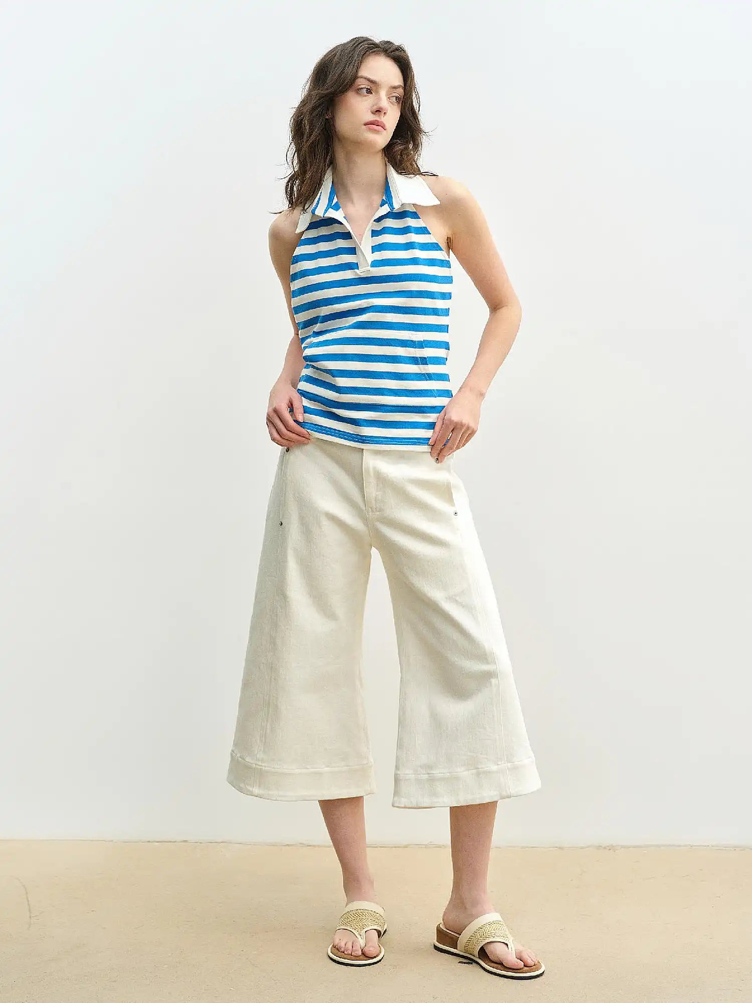 Muse Naps Wide Leg White Capri Jeans | Canton Collective
