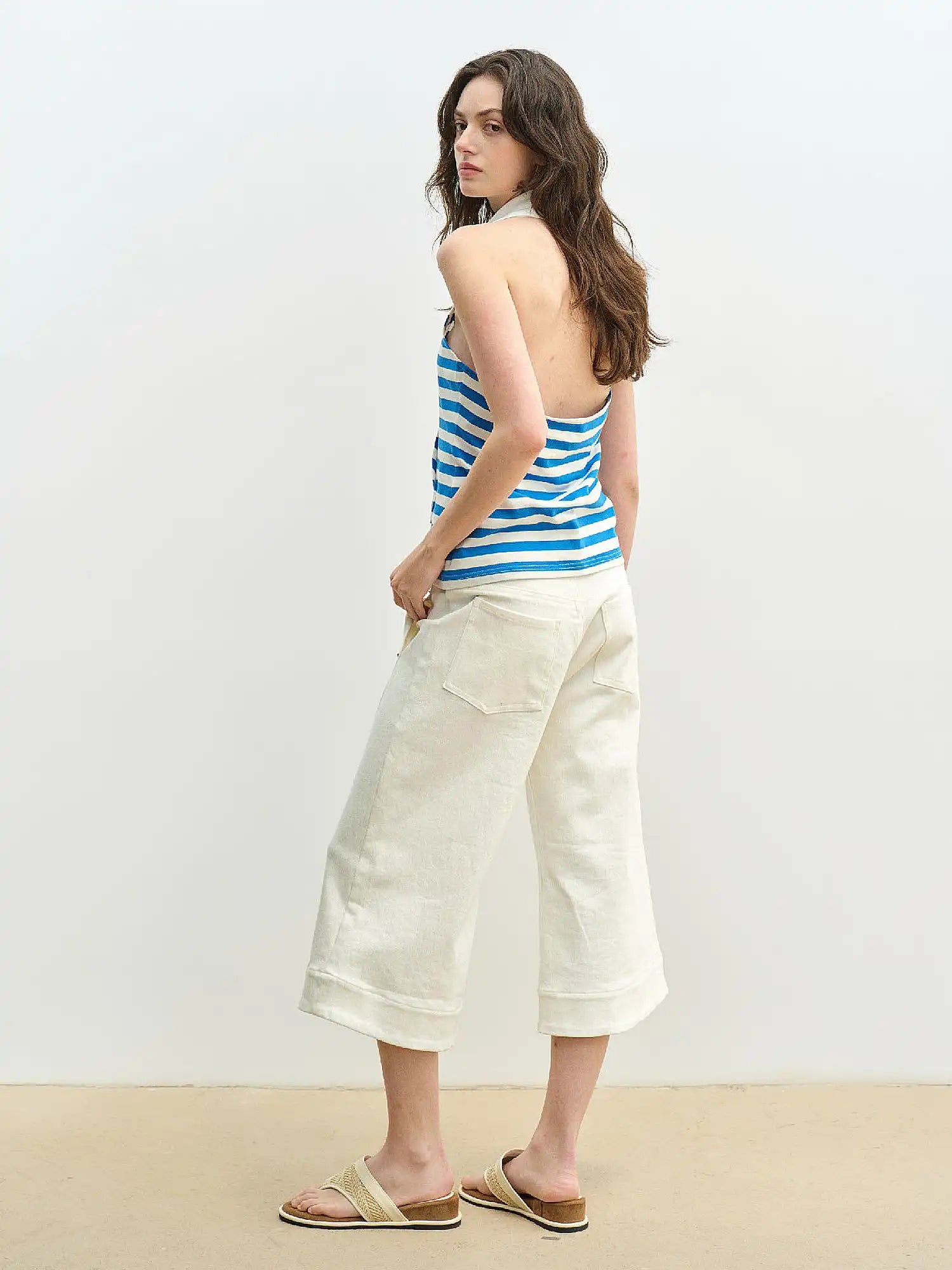 Muse Naps Wide Leg White Capri Jeans | Canton Collective