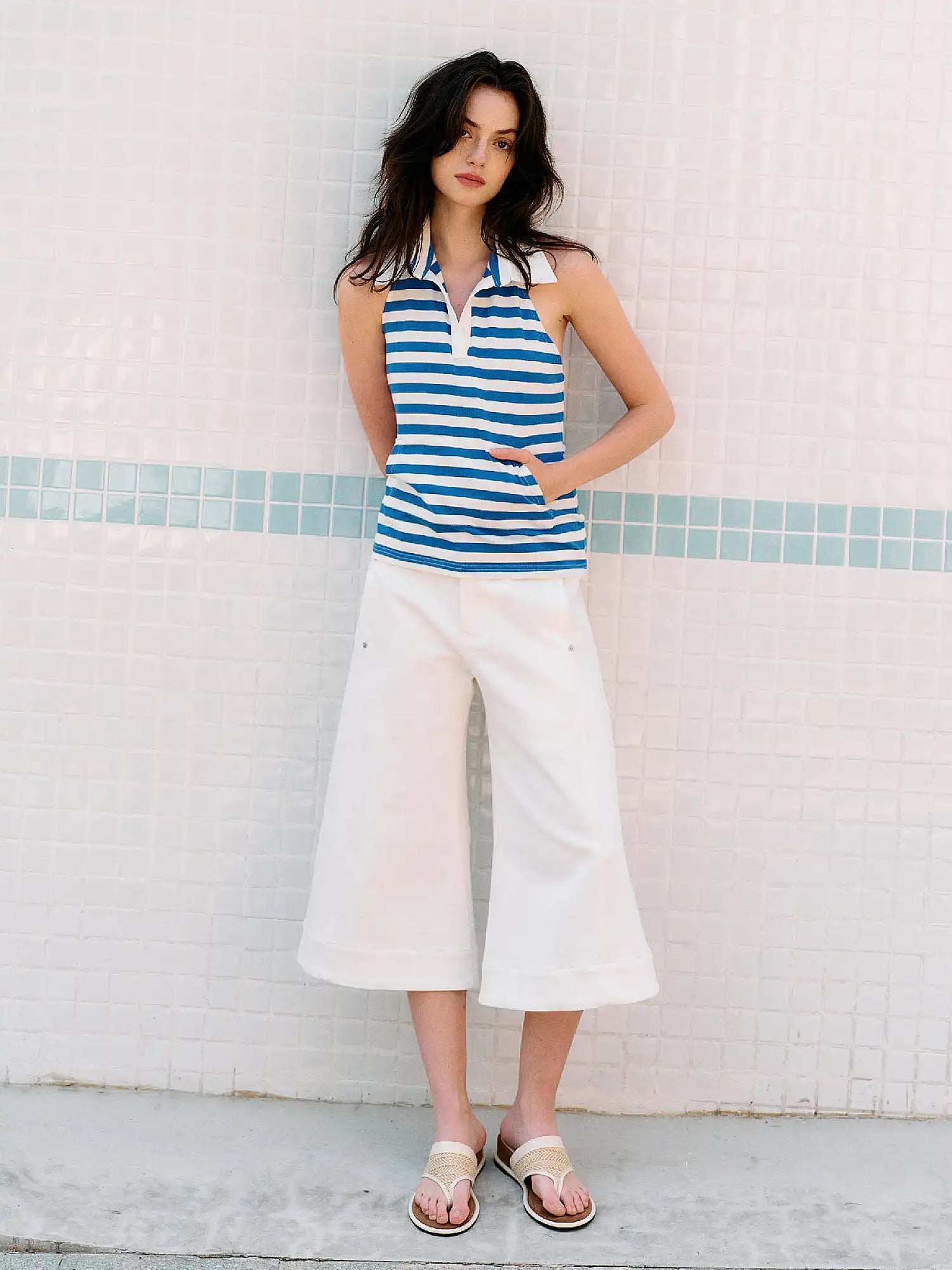Muse Naps Wide Leg White Capri Jeans | Canton Collective