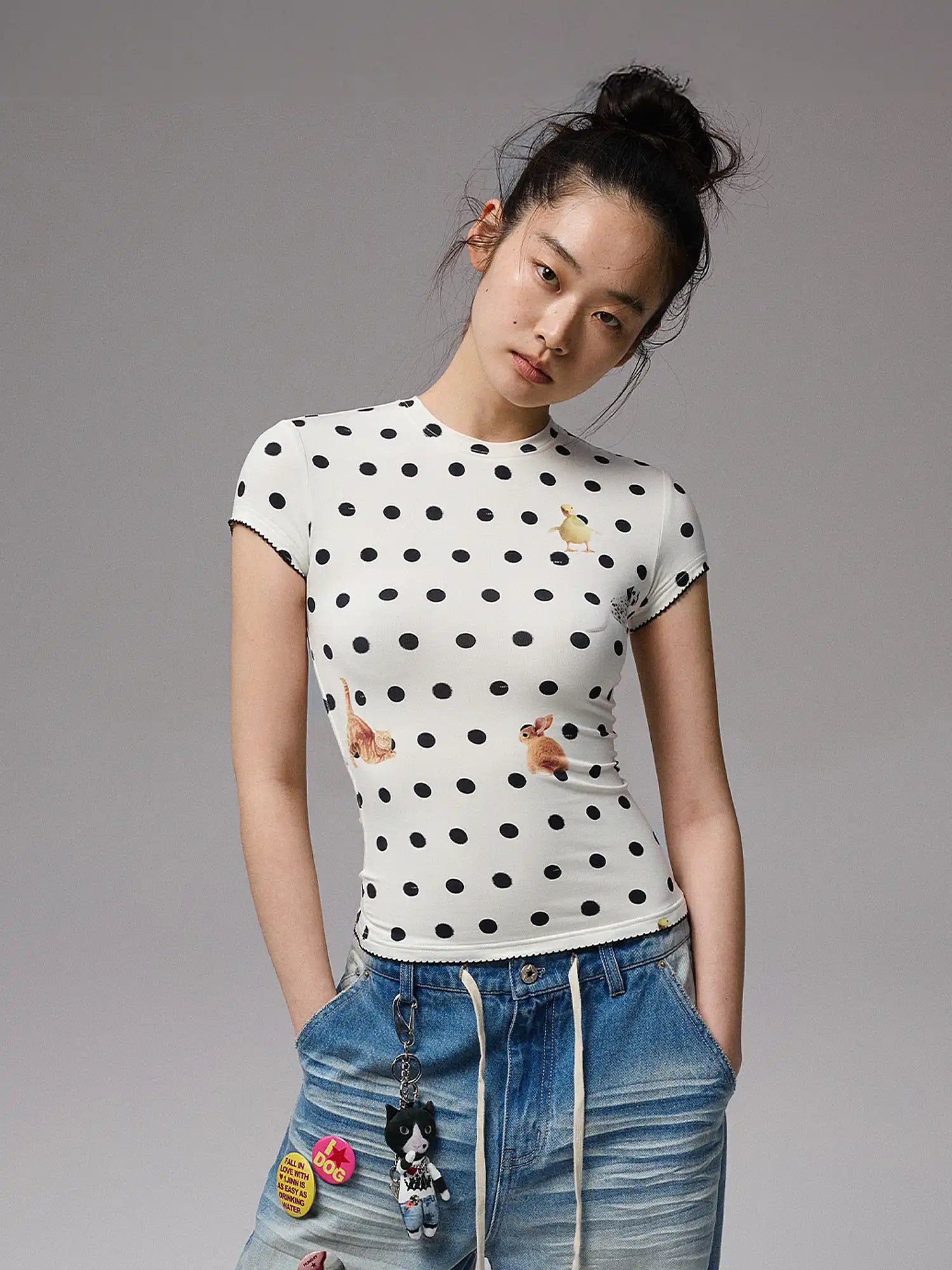 1Jinn Studio Women's Animal Polka Dot Top | Canton Collective