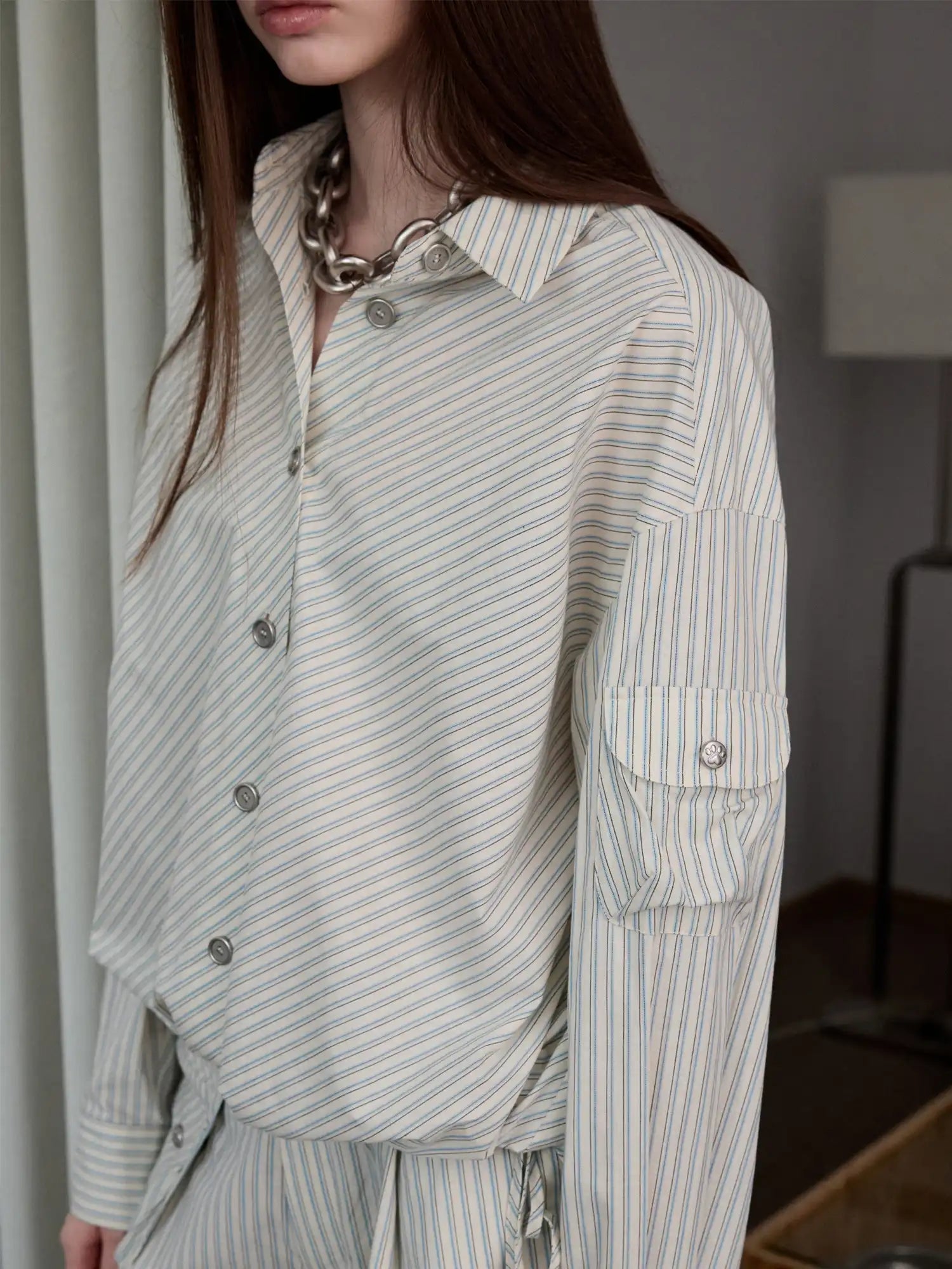 1Jinn Studio Women's Drawstring Stripe Shirt | Canton Collective