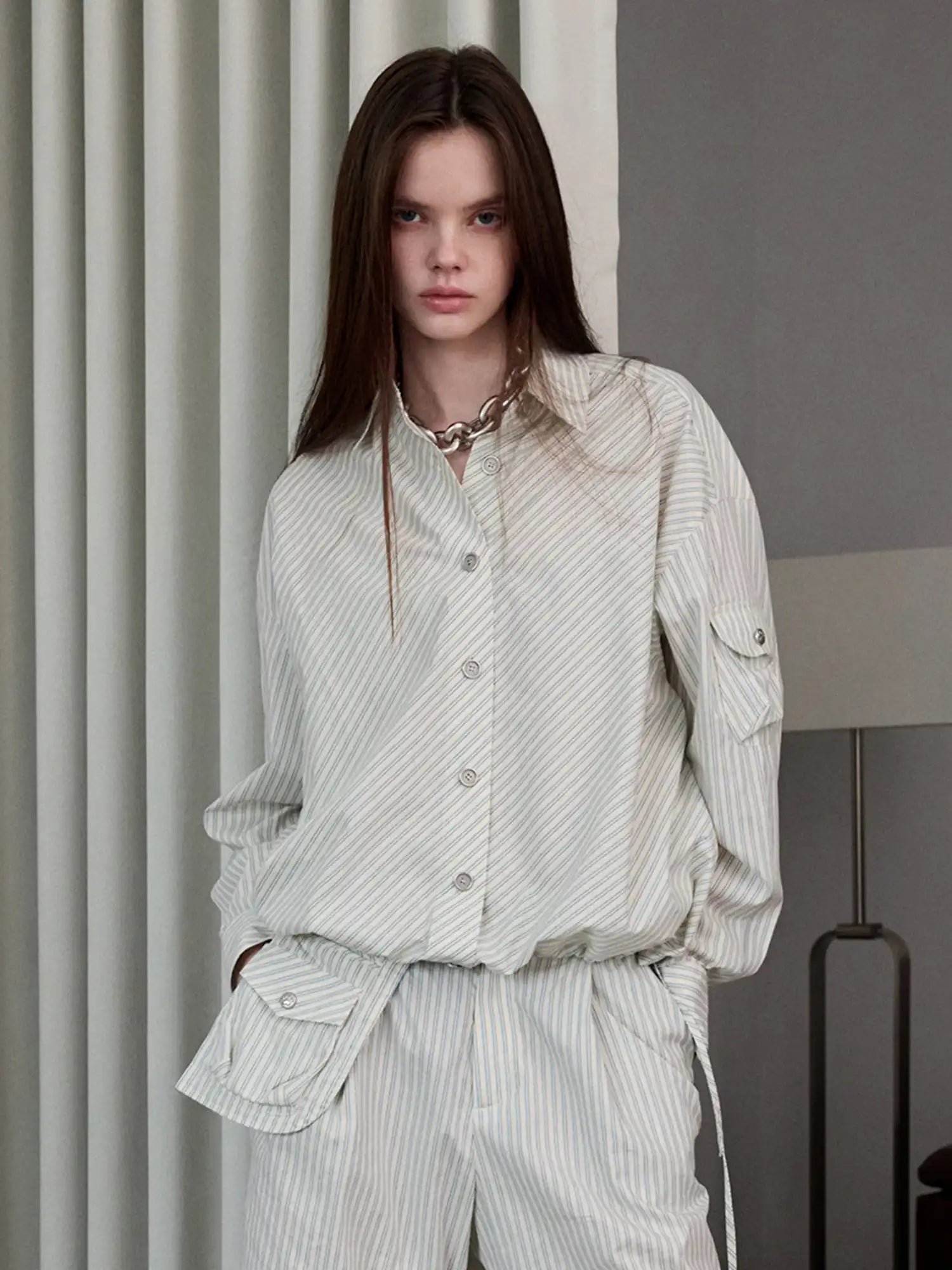 1Jinn Studio Women's Drawstring Stripe Shirt | Canton Collective